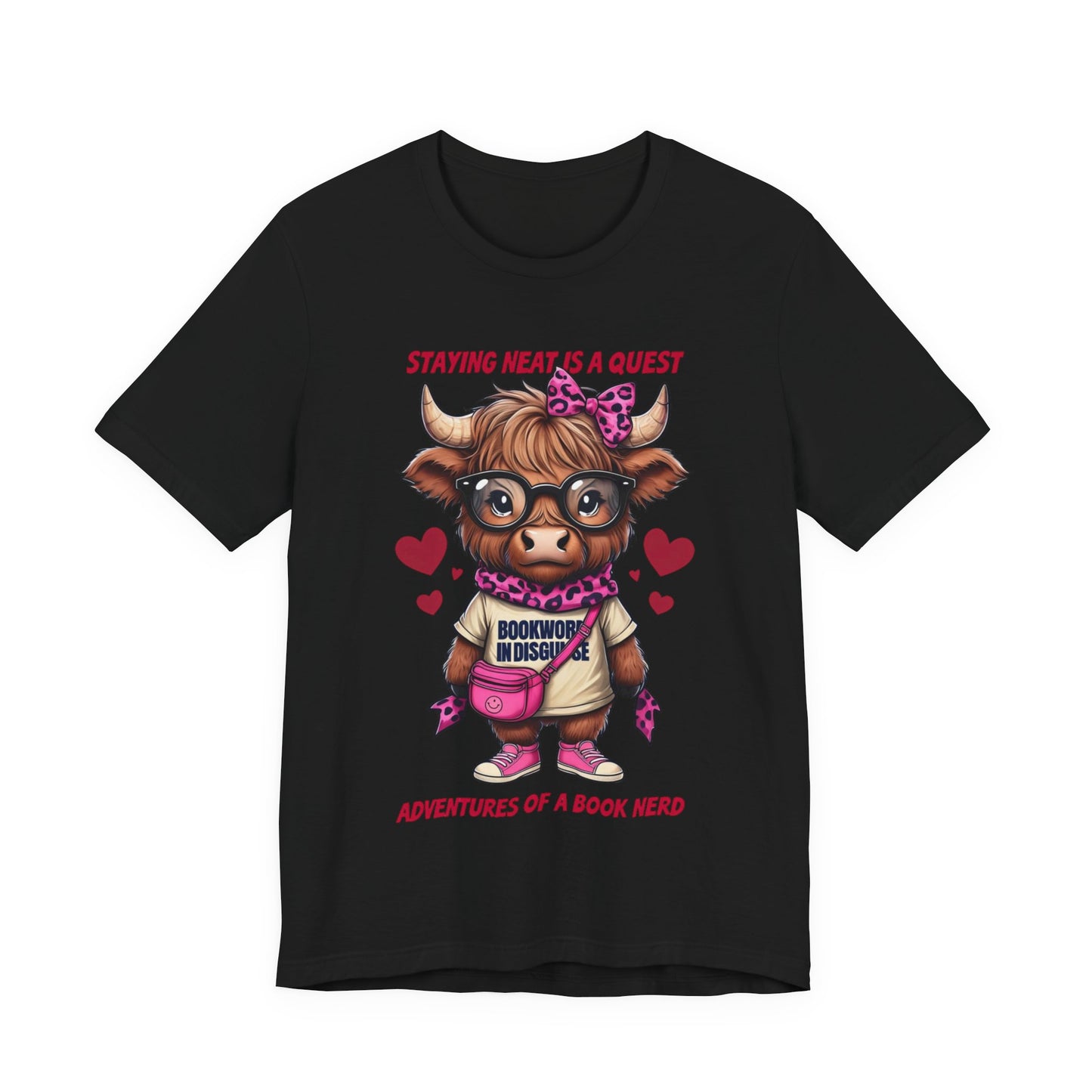 Bookworm Cow Shirr Unisex Tee, Book Nerd Funny T-Shirt, Reading Lover Gift, Novelty Graphic Top, Literature Enthusiast Shirt