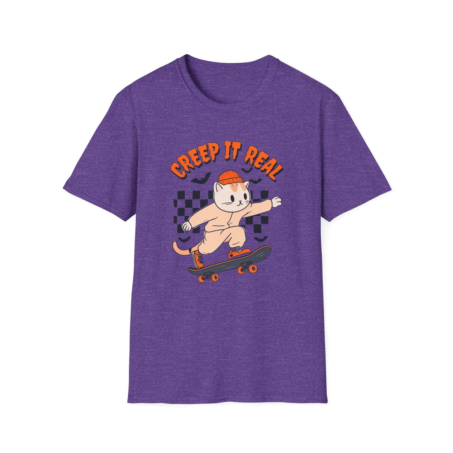 Creep It Real Tshirt Halloween T-shirt Ghost Skateboarding Shirt Halloween T Shirt for Skater gift for Cat Lover gifts Cat Halloween T-shirt
