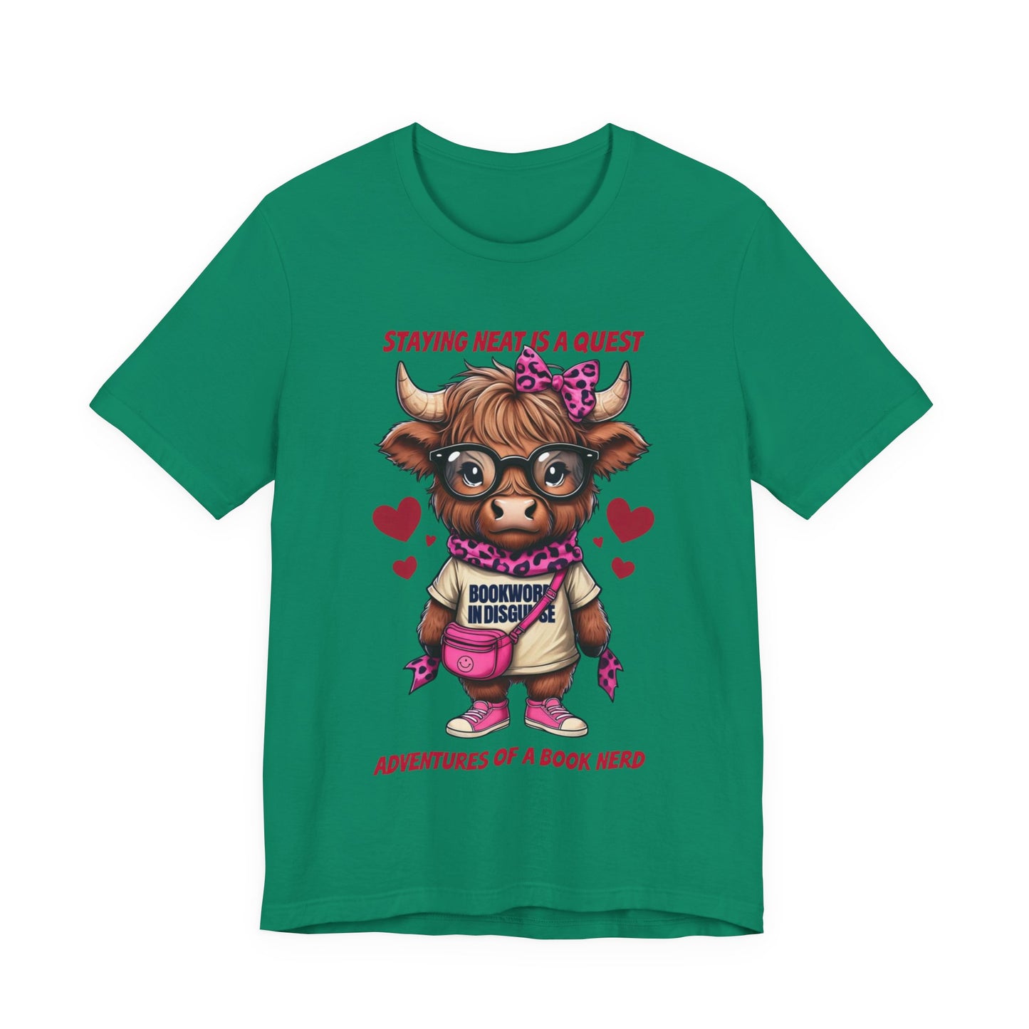Bookworm Cow Shirr Unisex Tee, Book Nerd Funny T-Shirt, Reading Lover Gift, Novelty Graphic Top, Literature Enthusiast Shirt