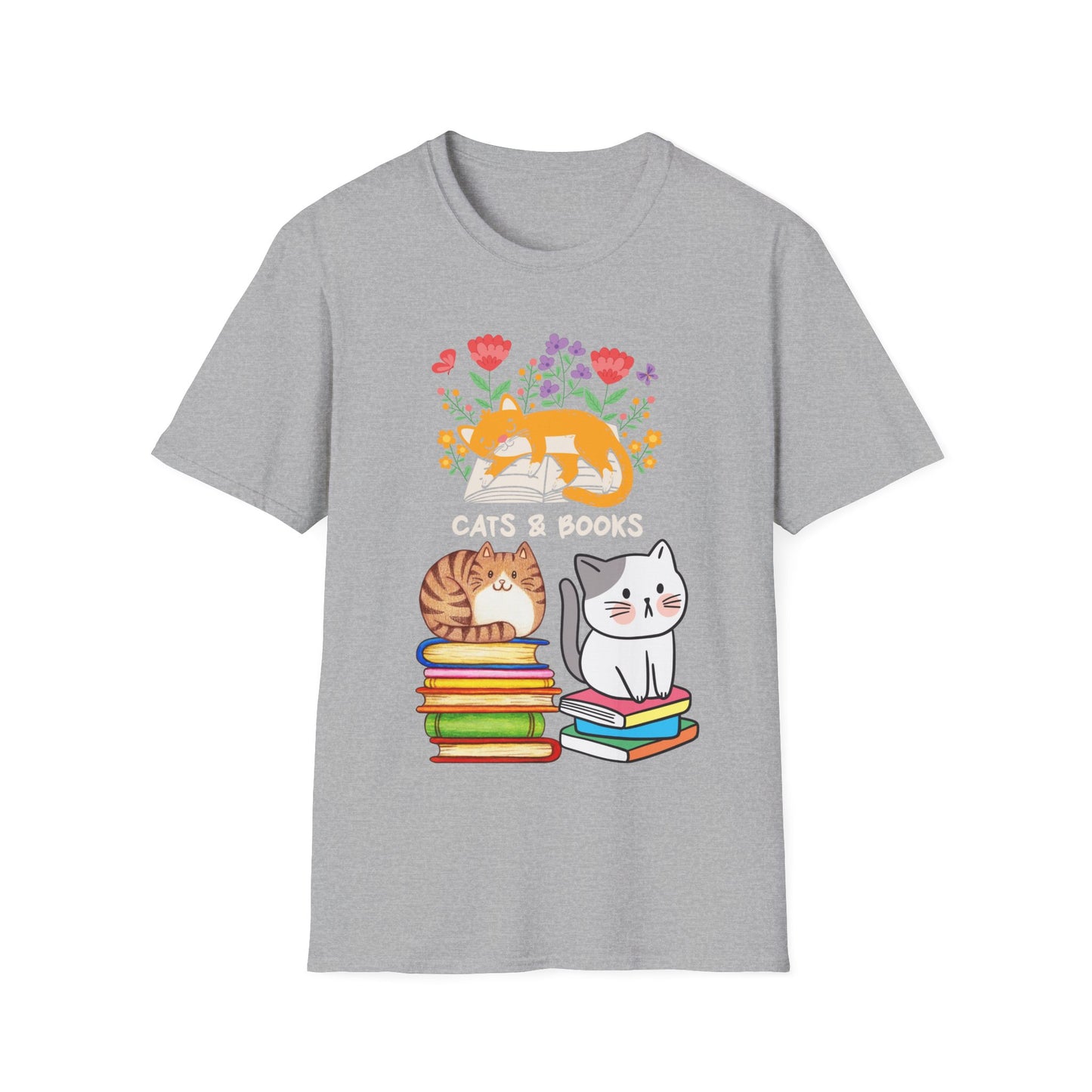 Reading Cats T shirt for Cat Lover gift Book Lover gift Reader T shirt Cute Cat Shirt for Cat Mom Gift Cats and Flowers Cats and Books Tee