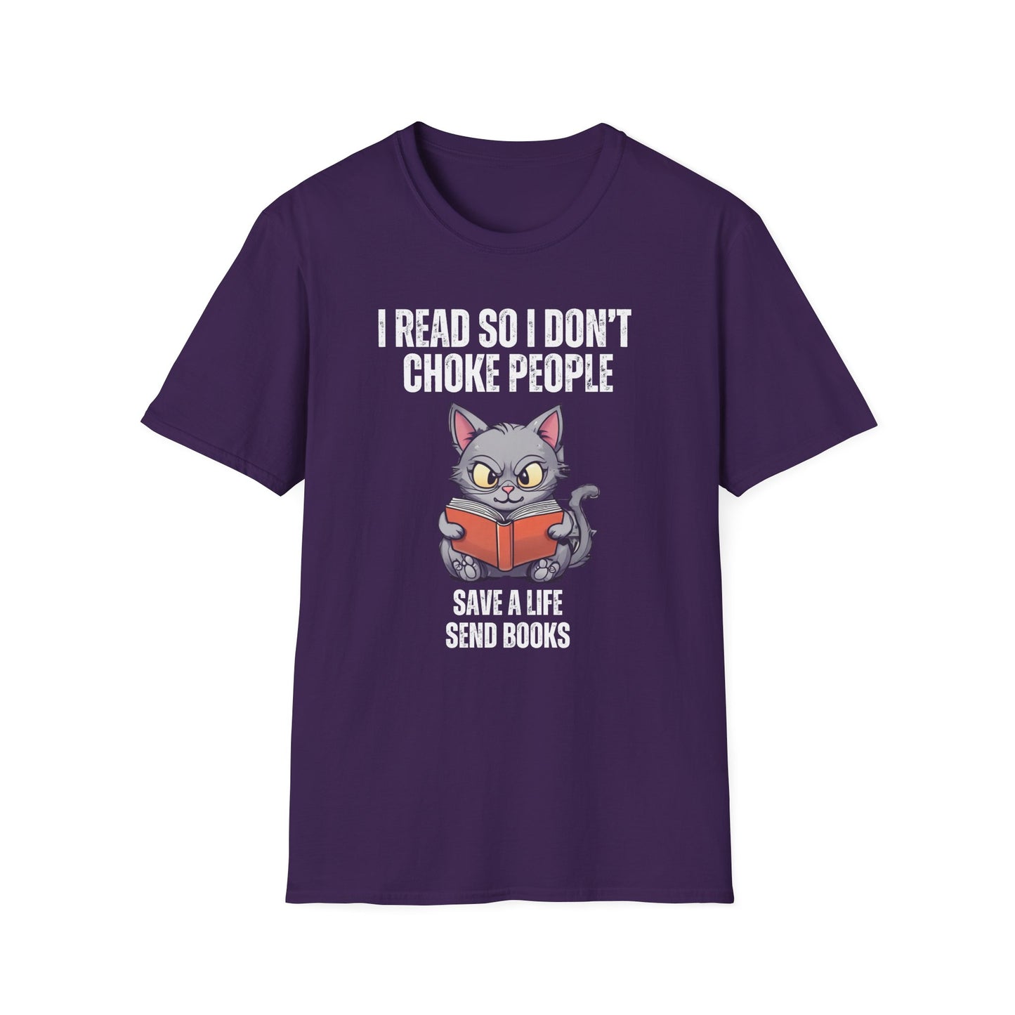 Angry Cat Reading T-shirt Funny Kitty Shirts for Reader gift Book Lover gifts for Bookish T Shirts Save A Life Send Books Book Pun T Shirt