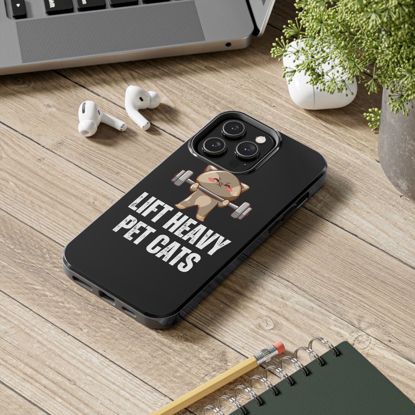 Funny Cat iPhone Case for Gym lover gift for Fitness Lover Cat Lifting Weights Lift HEAVY Pet CATS protective case