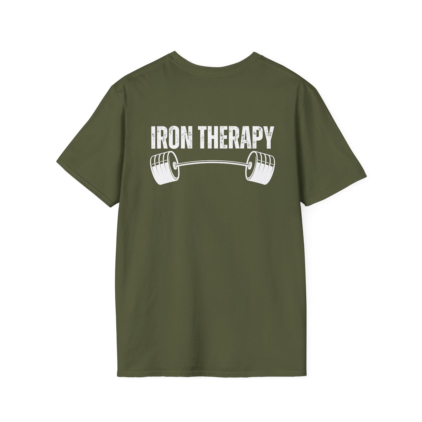 BACK DESIGN Iron Therapy Gym Shirt for Workout Lovers gift for Fitness Lover T-shirts for Him gift Powerlifting gifts for Weightlifting Tee Shirts Her