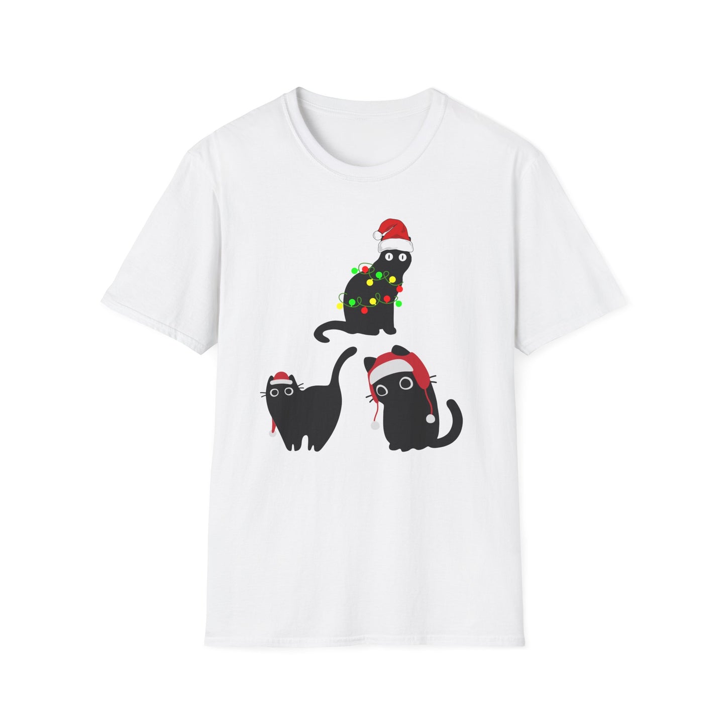 Christmas Cat T-shirt for Black Cat Lover gift for Christmas Kitty Tshirts for Cat Mom present for Christmas T Shirt for Funny Cats Tees