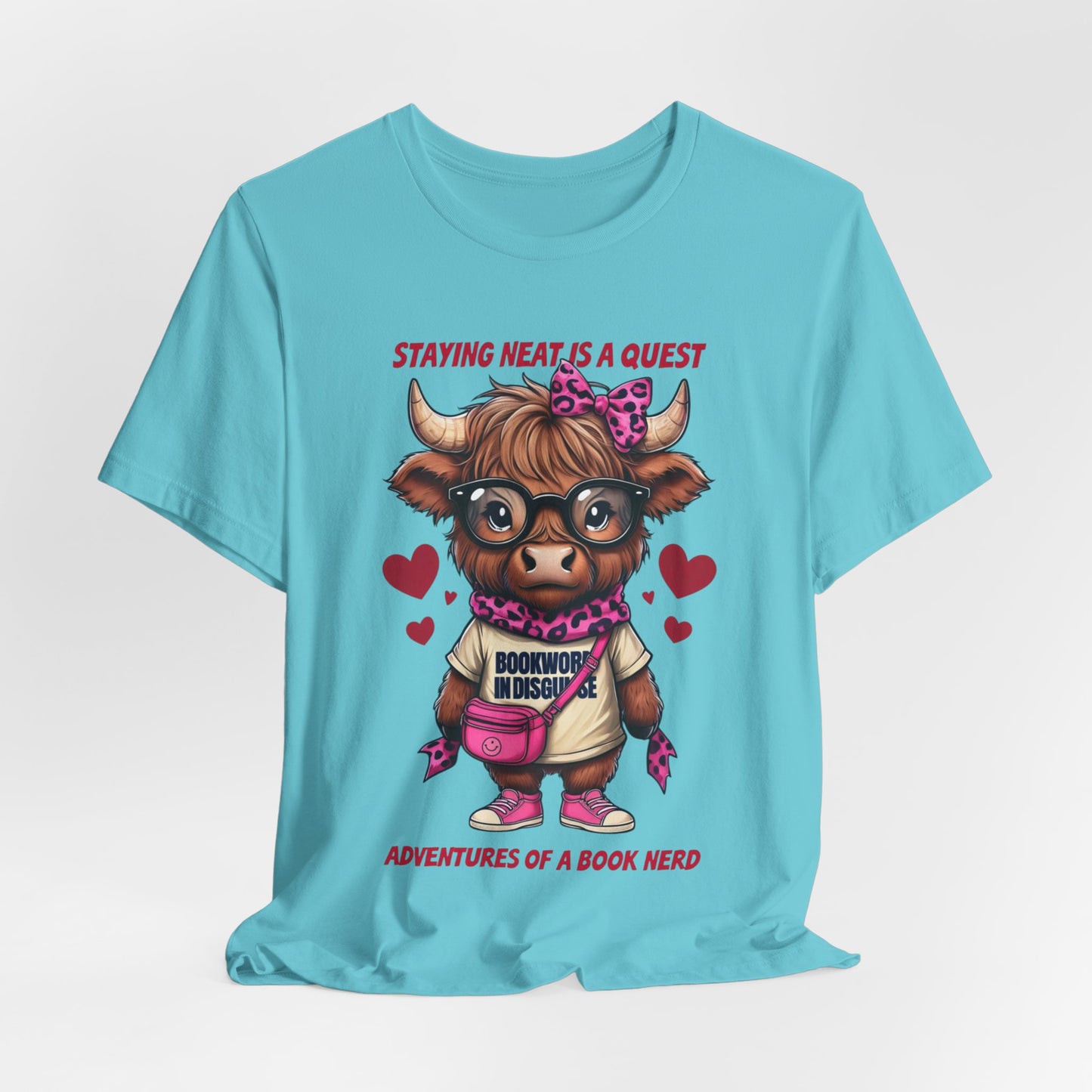 Bookworm Cow Shirr Unisex Tee, Book Nerd Funny T-Shirt, Reading Lover Gift, Novelty Graphic Top, Literature Enthusiast Shirt