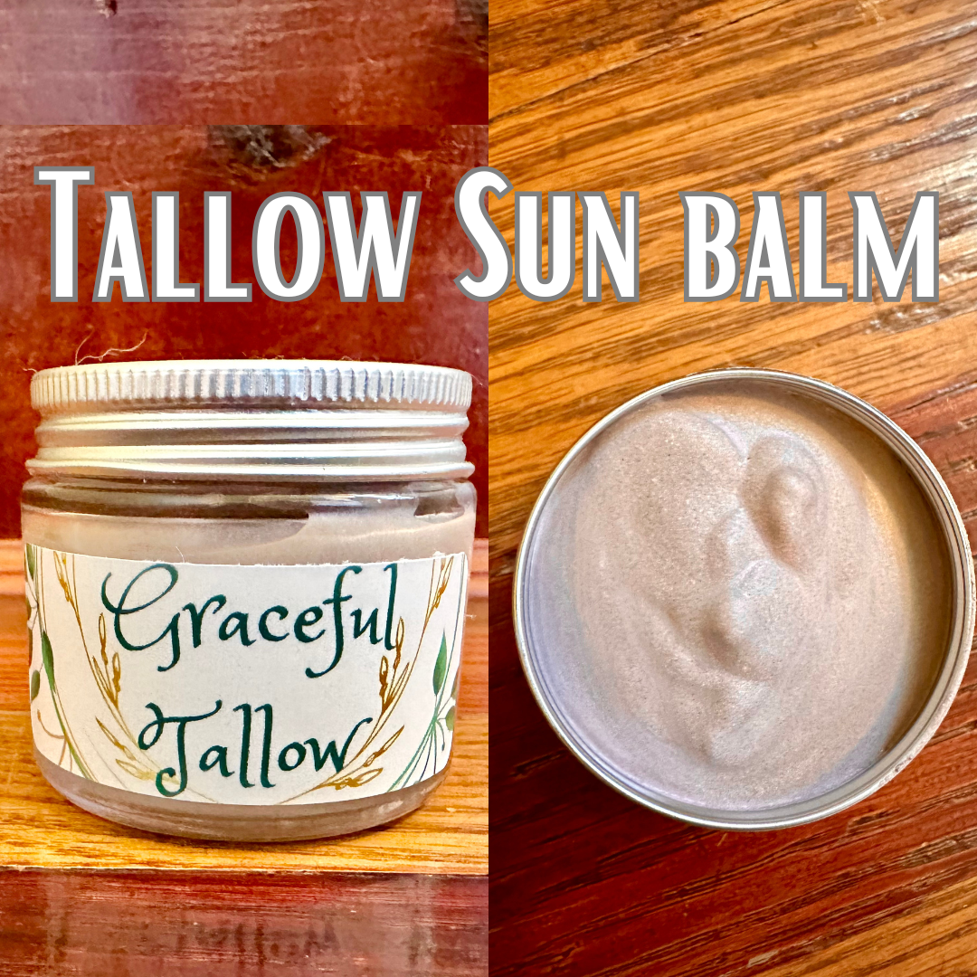 TINTED Tallow Sun Balm Non Toxic Grass Fed Beef Tallow Face & Body Lotion / Eye Cream! Skin care gift for Mom gifts Non-Nano Zinc Oxide