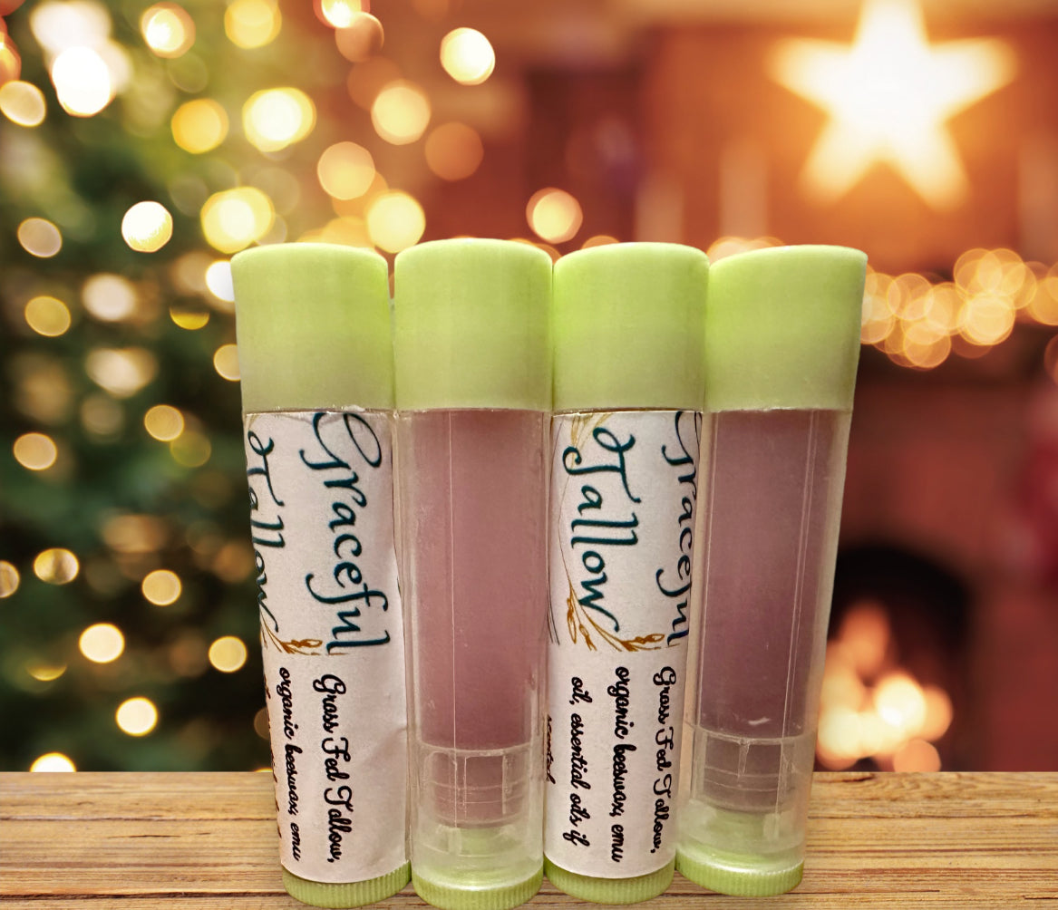 Tallow Lip Balm with Emu Oil & Grass Fed Beef Tallow Pink Lip Balms for Carnivore gift Extra Moisturizing All Natural Skincare for gifts Mom