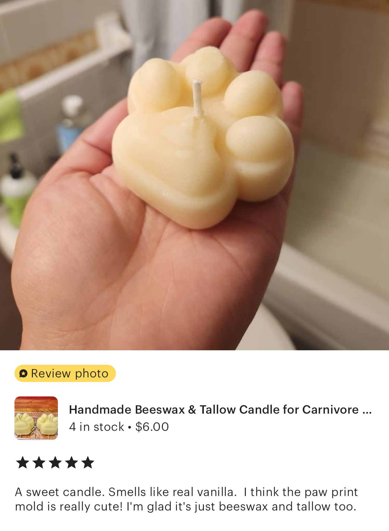Handmade Beeswax & Tallow Candle for Carnivore gift for Her Essential Oil Natural Candle gifts PAW Shaped Candles!