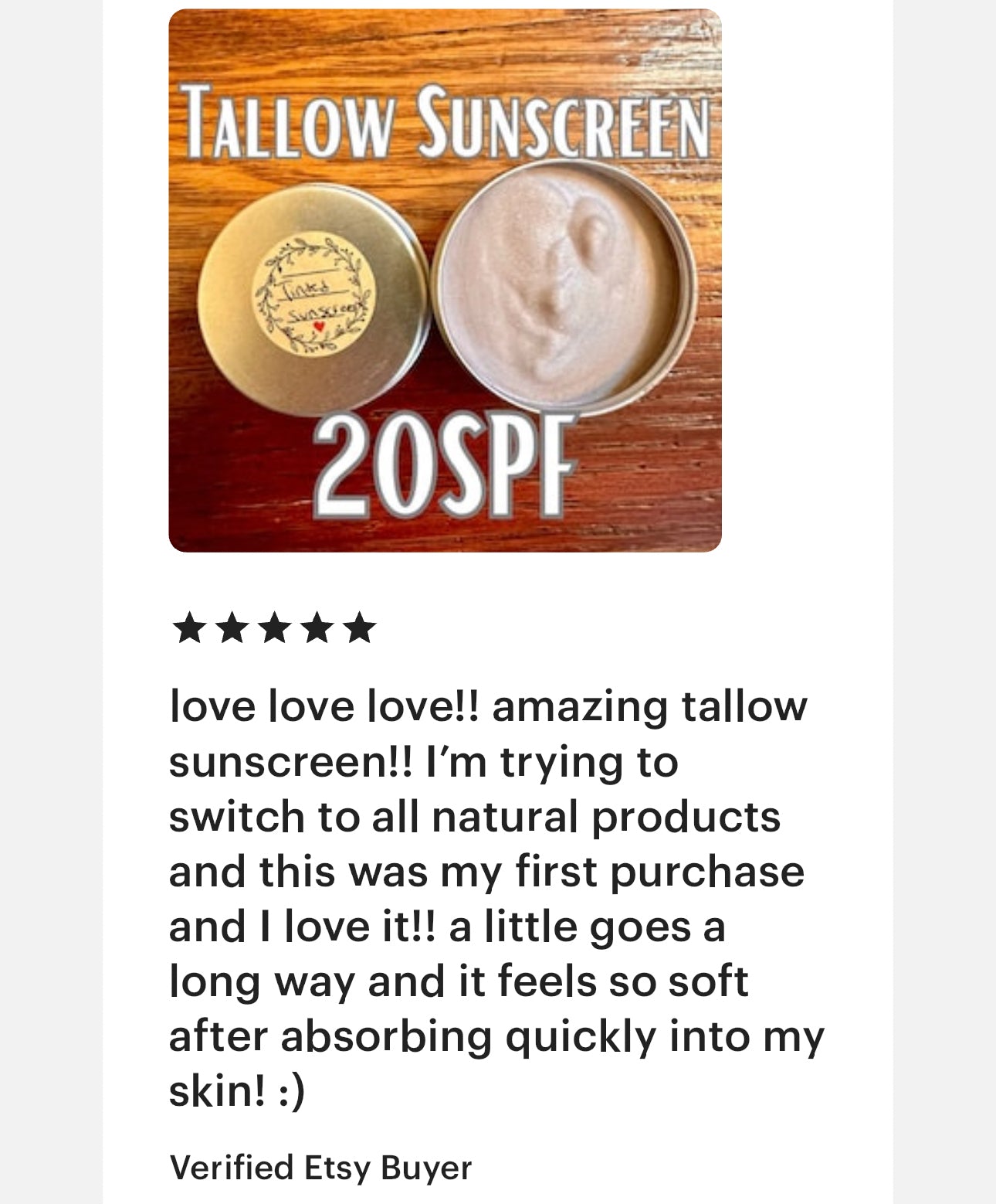 TINTED Tallow Sun Balm Non Toxic Grass Fed Beef Tallow Face & Body Lotion / Eye Cream! Skin care gift for Mom gifts Non-Nano Zinc Oxide