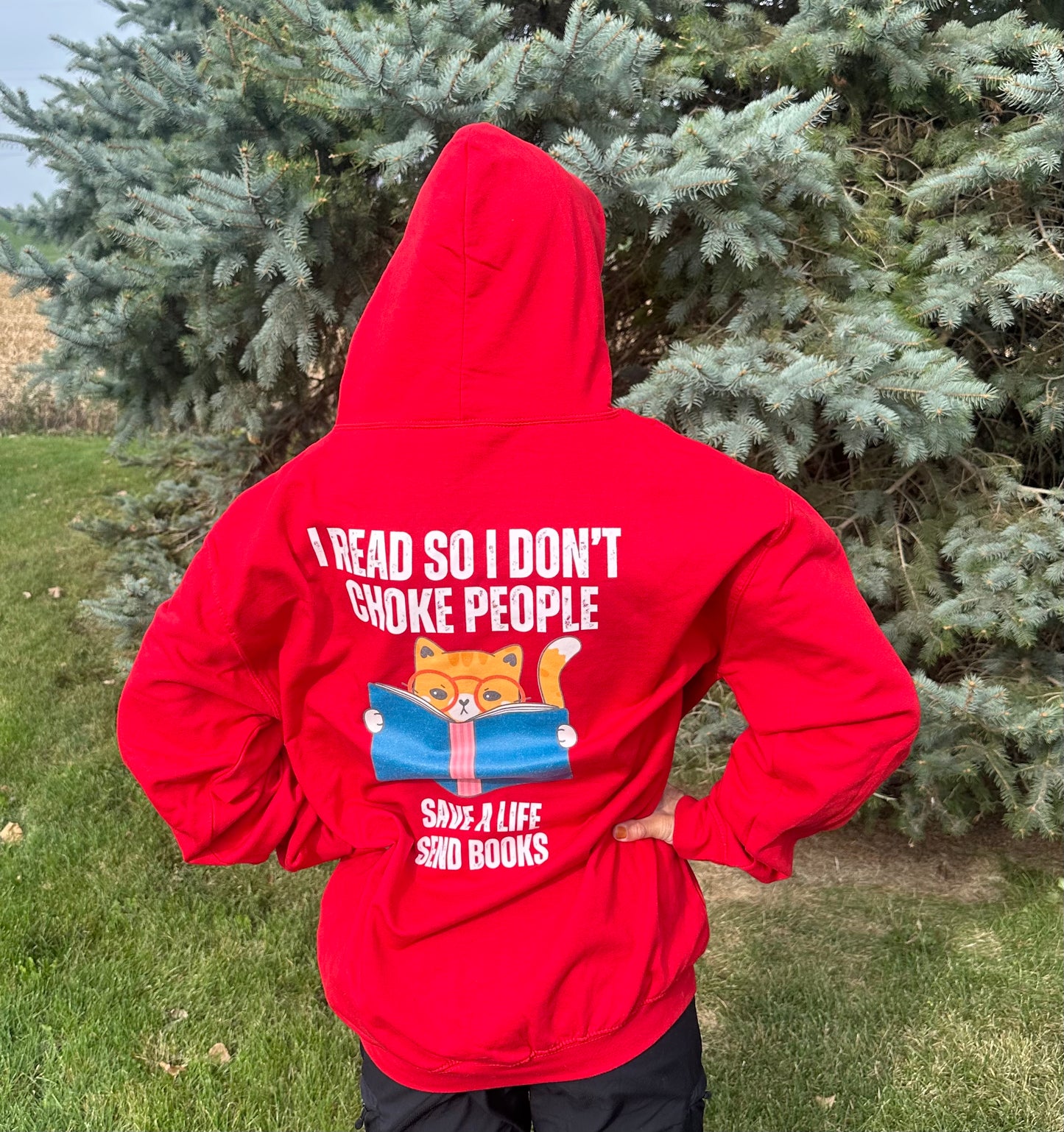 Funny Reading Hoodie for Cat Lover Hoodies for Reading Lover gifts for Bookworm Hoodie for Bookish gifts I Read So I Don't Choke People