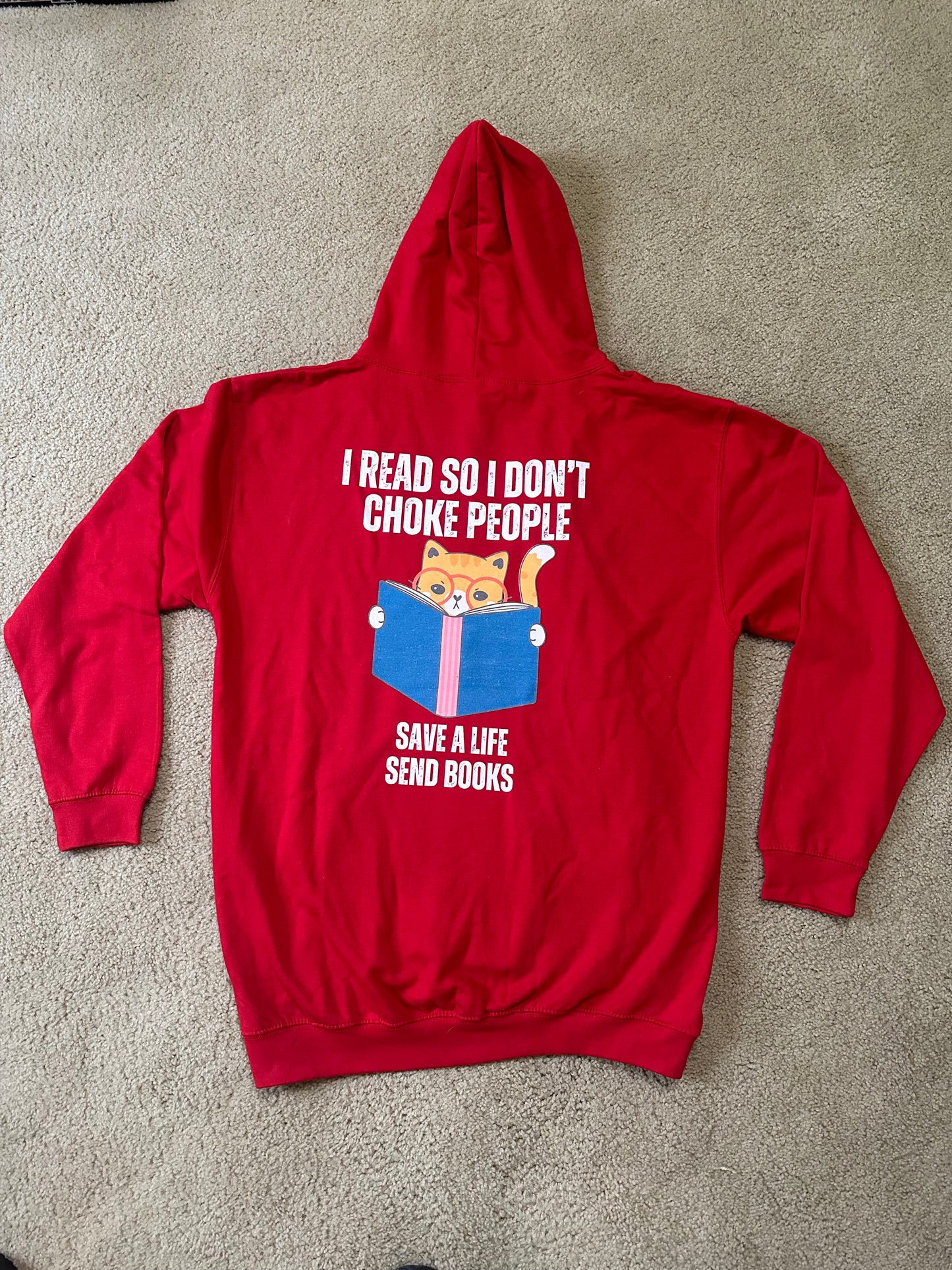 Funny Reading Hoodie for Cat Lover Hoodies for Reading Lover gifts for Bookworm Hoodie for Bookish gifts I Read So I Don't Choke People