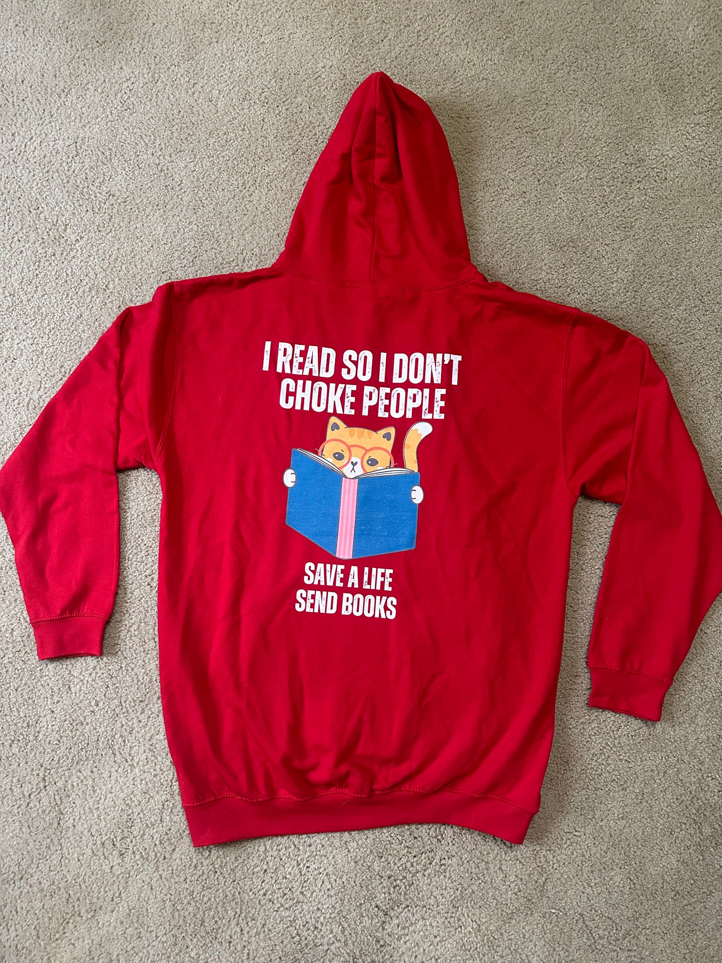 Funny Reading Hoodie for Cat Lover Hoodies for Reading Lover gifts for Bookworm Hoodie for Bookish gifts I Read So I Don't Choke People
