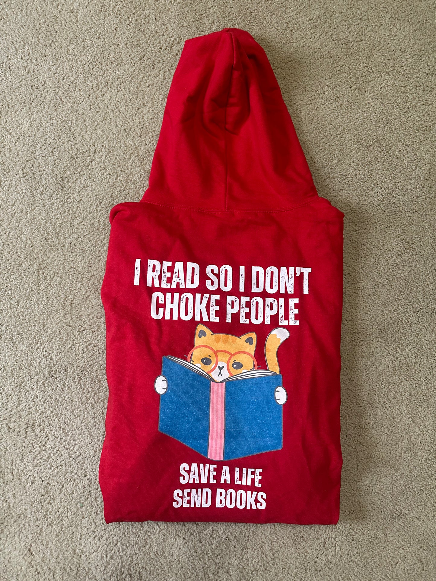 Funny Reading Hoodie for Cat Lover Hoodies for Reading Lover gifts for Bookworm Hoodie for Bookish gifts I Read So I Don't Choke People