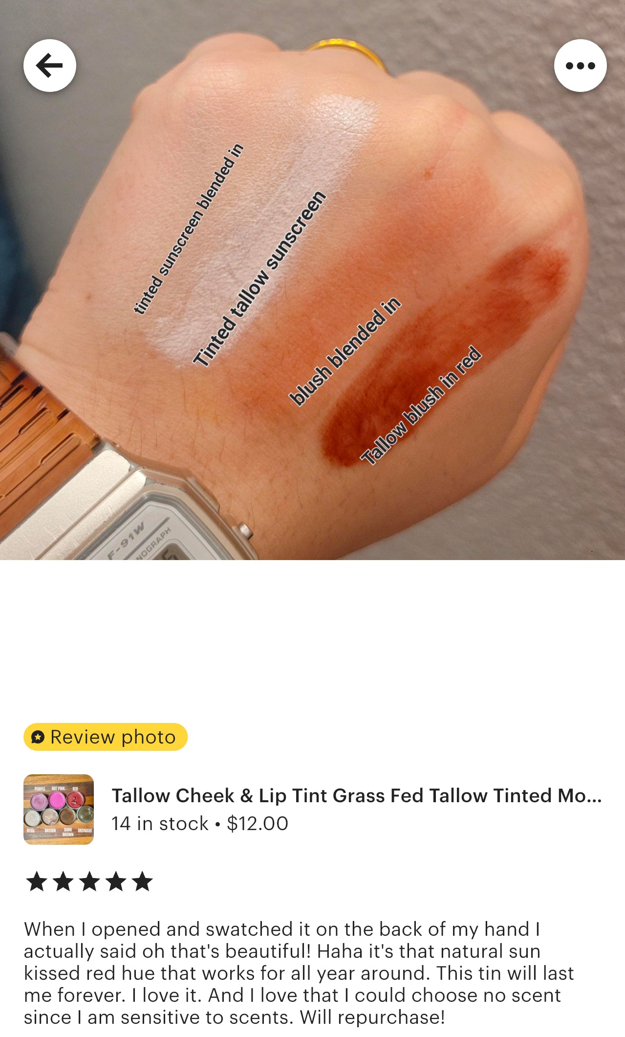 TINTED Tallow Sun Balm Non Toxic Grass Fed Beef Tallow Face & Body Lotion / Eye Cream! Skin care gift for Mom gifts Non-Nano Zinc Oxide