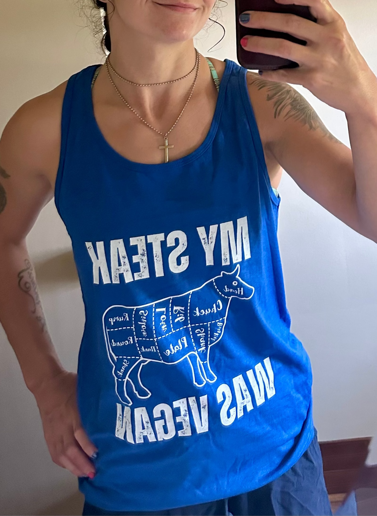 Fueled By Jesus and Steak Shirt for Christian Tank Top for the Gym Tank Tops for him gifts for her Christian Workout Shirts for Steak Lovers