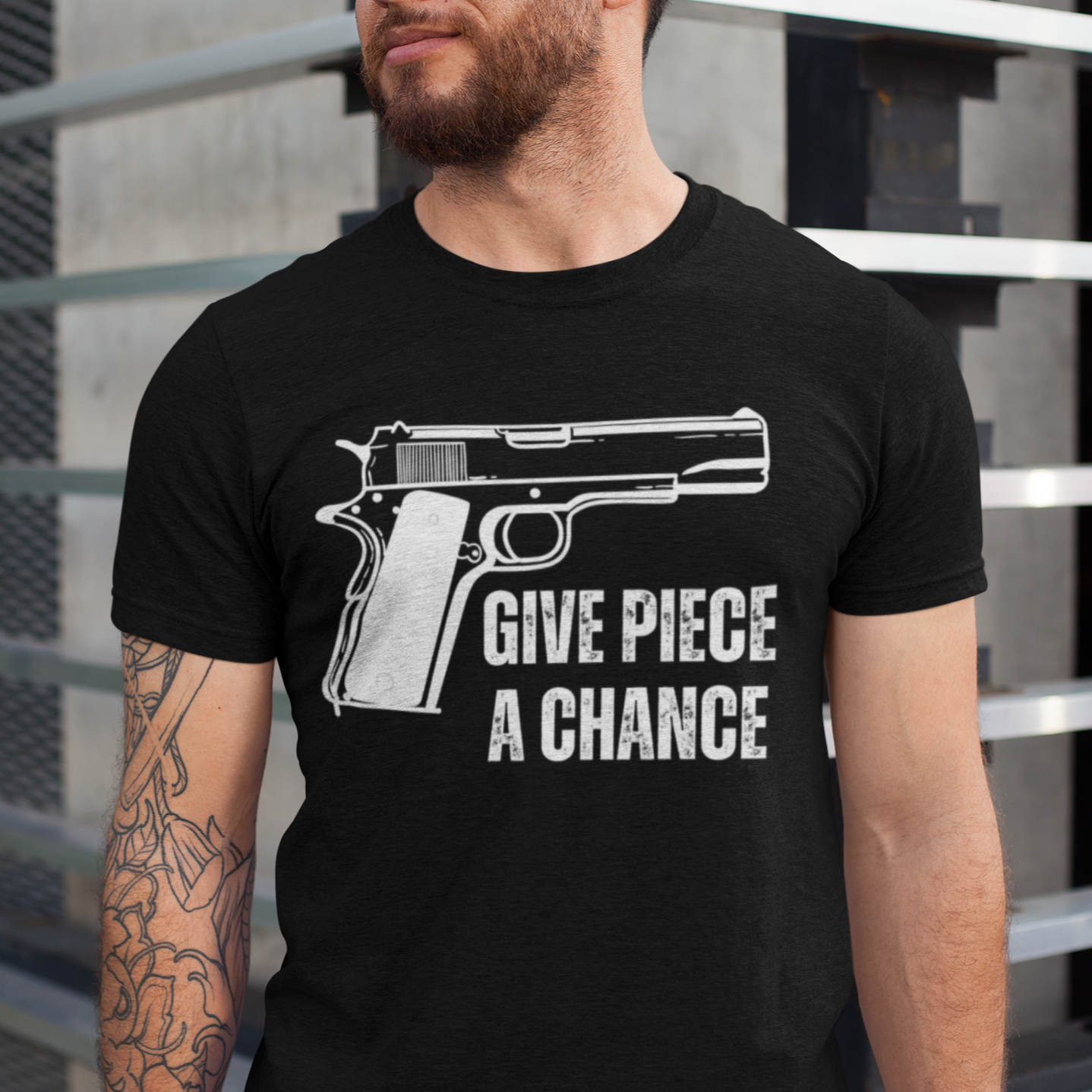 Gun Shirt for 1911 pistol gift for Gun Lover gift for 2nd Amendment T-shirt for Dad gifts for Him - Give Piece A Chance - Funny Shirts