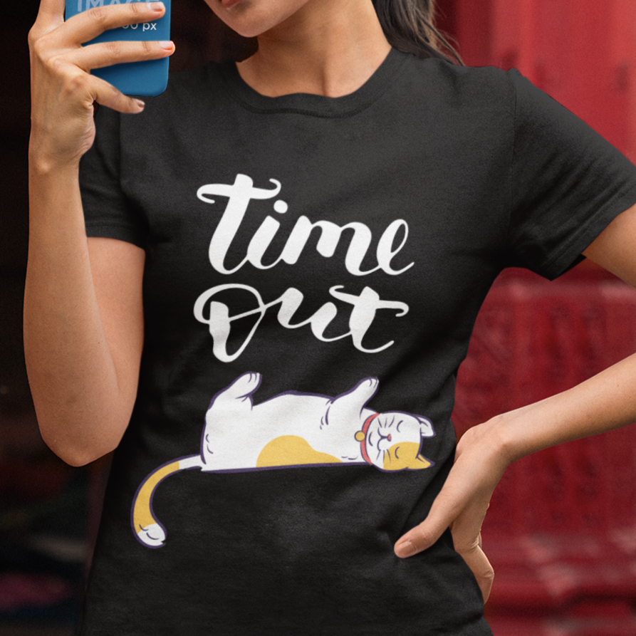 Time Out T-Shirt for Cat Lover gift for Cat Mom T-Shirt Funny Cat T Shirt for Funny gifts for Him I Need a Break Tired Cat Sleeping