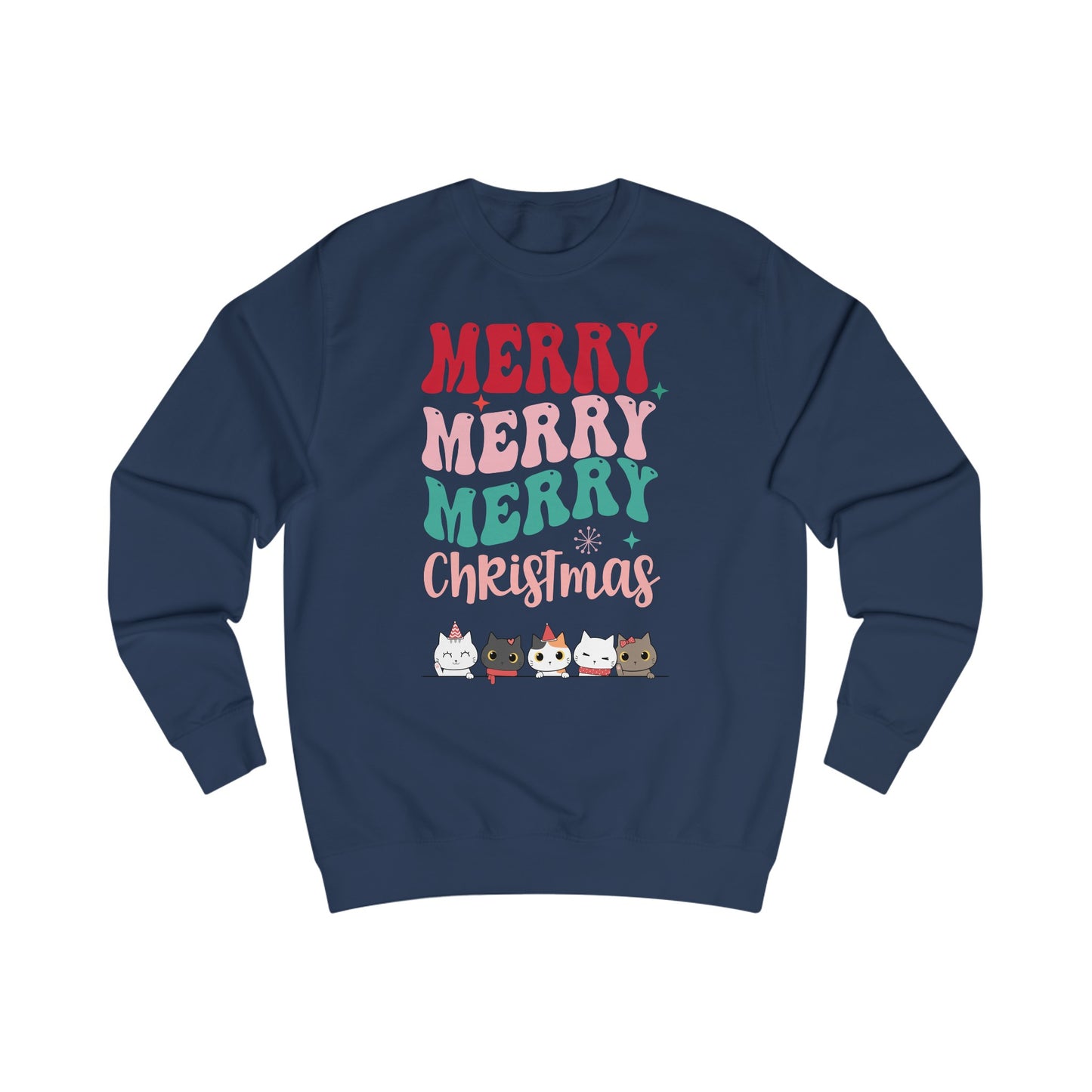 Christmas Cats Sweatshirt for Cat Mom gift for Christmas present for Cat Lady Groovy Font Kitty Sweater for Cat Lovers gifts for Her