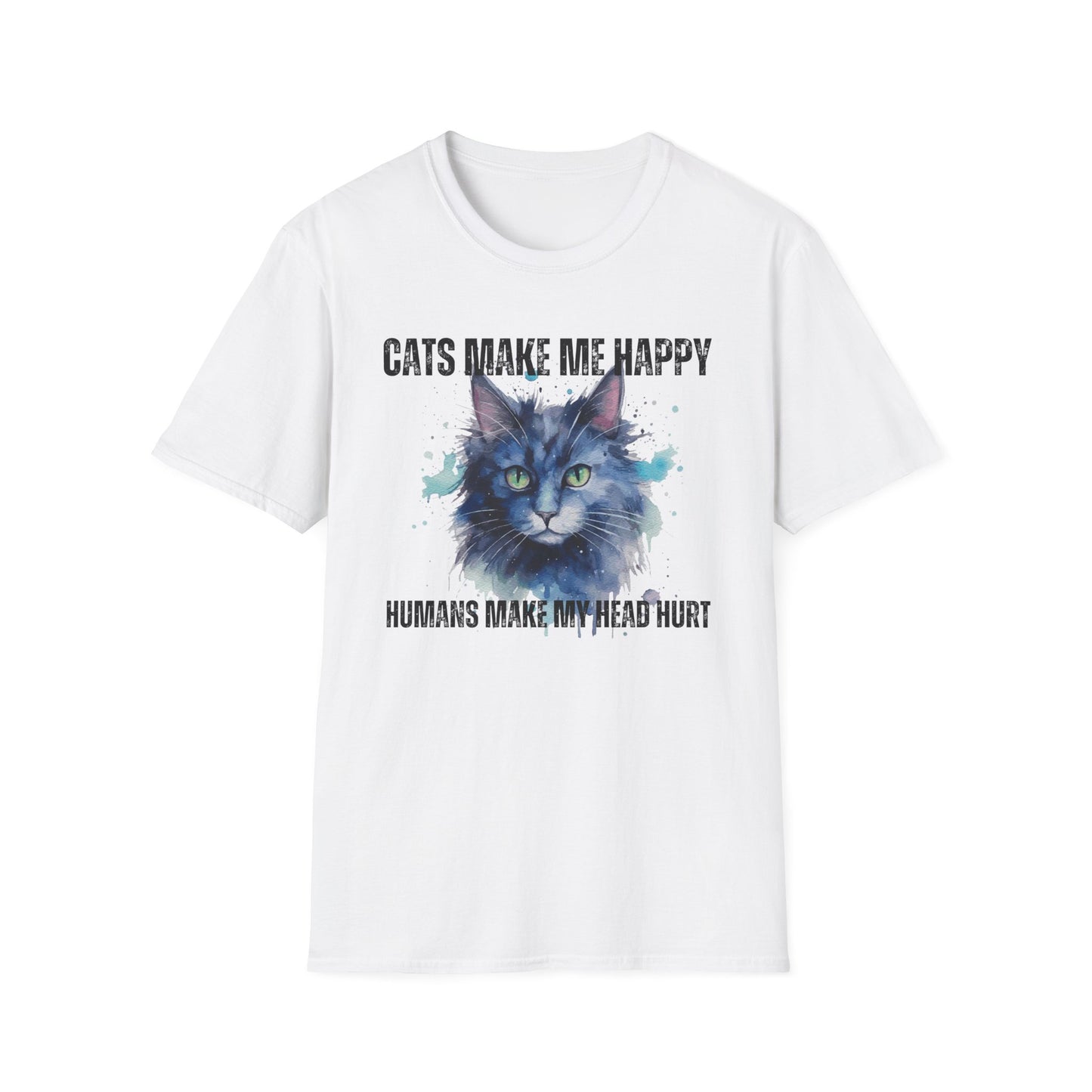 Colorful Cat Shirt for Cat Lover Tshirt for Cat Lovers gifts for Cat Moms gift Funny Cat Tshirt Cat Pun Tee Shirts Humans Make My Head Hurt