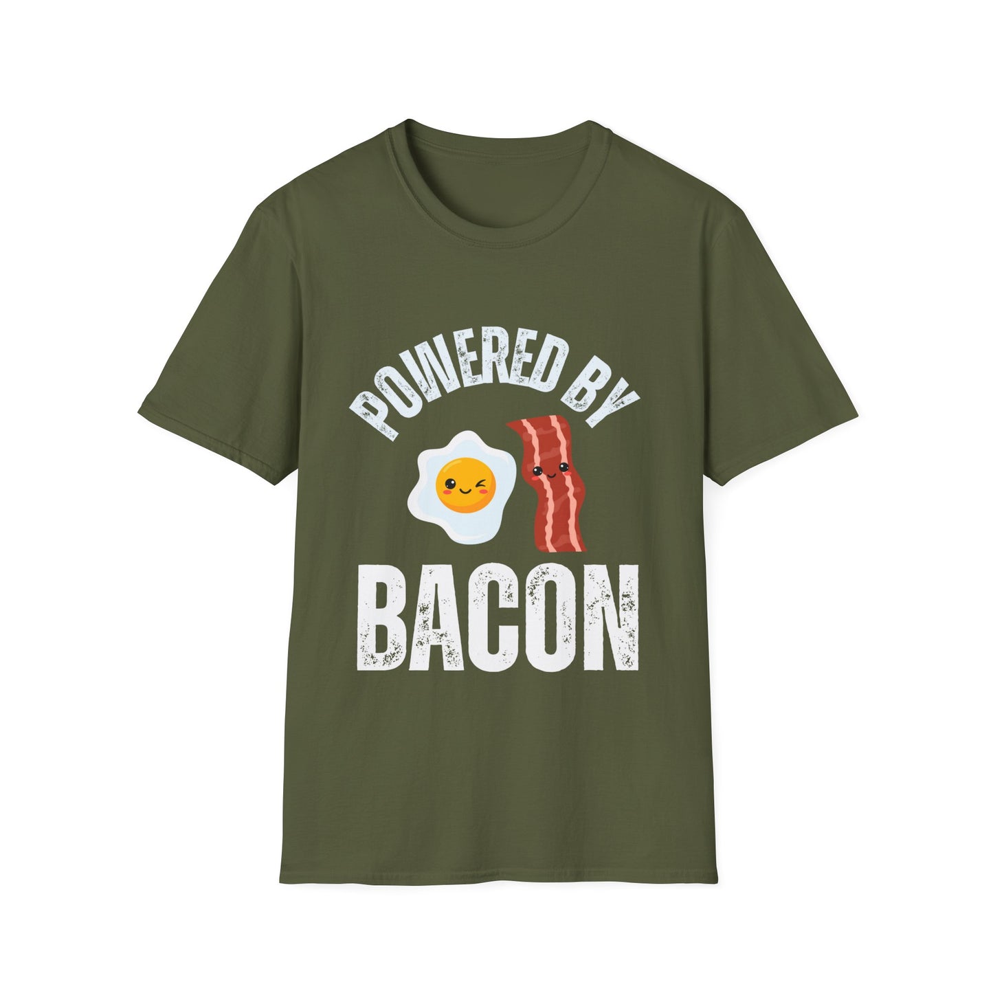 Powered By Bacon T Shirts Funny Meat Shirt - Bacon & Egg T-shirt for Meat Lover Gift for Bacon Lover Shirt for Carnivore gift for Meat T Shirt