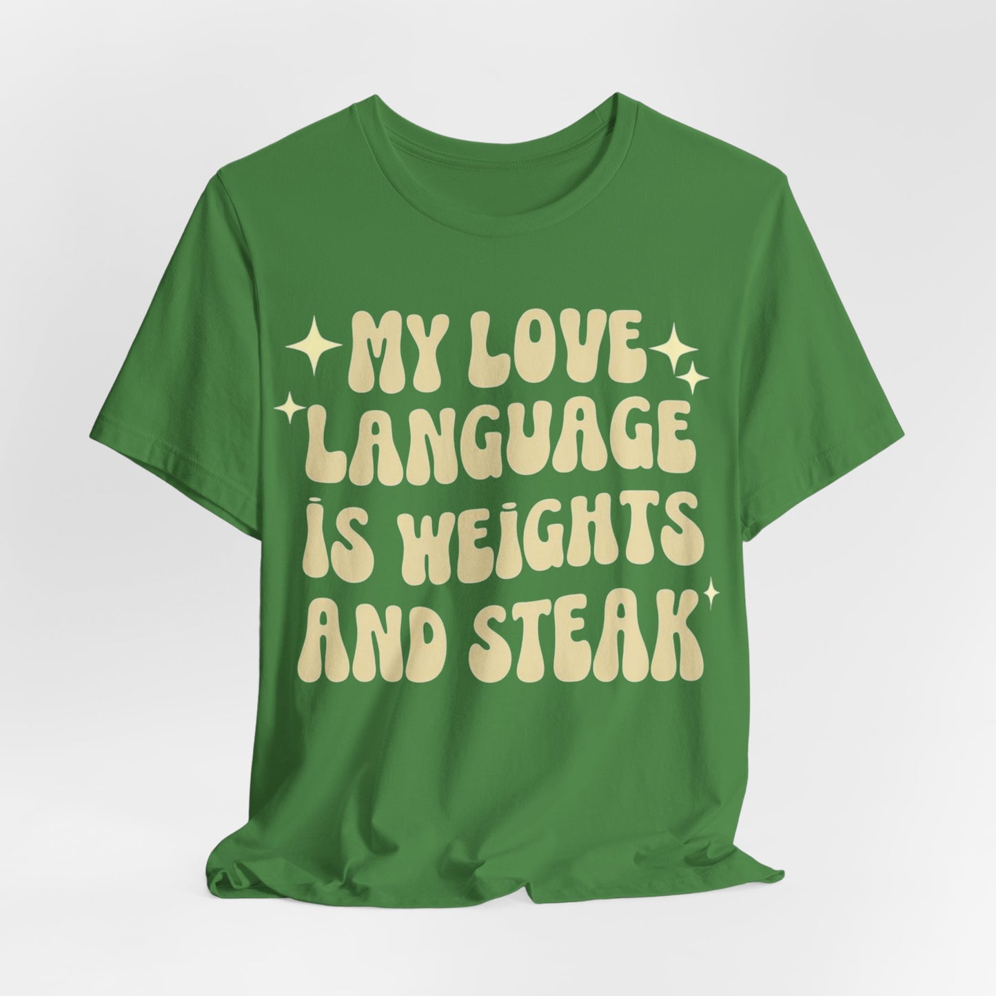 Weights and Steak Lover Unisex Tee, Gym Workout Shirt, Fitness Enthusiast Gift, Funny Weightlifting T-Shirt, Muscle Building Top