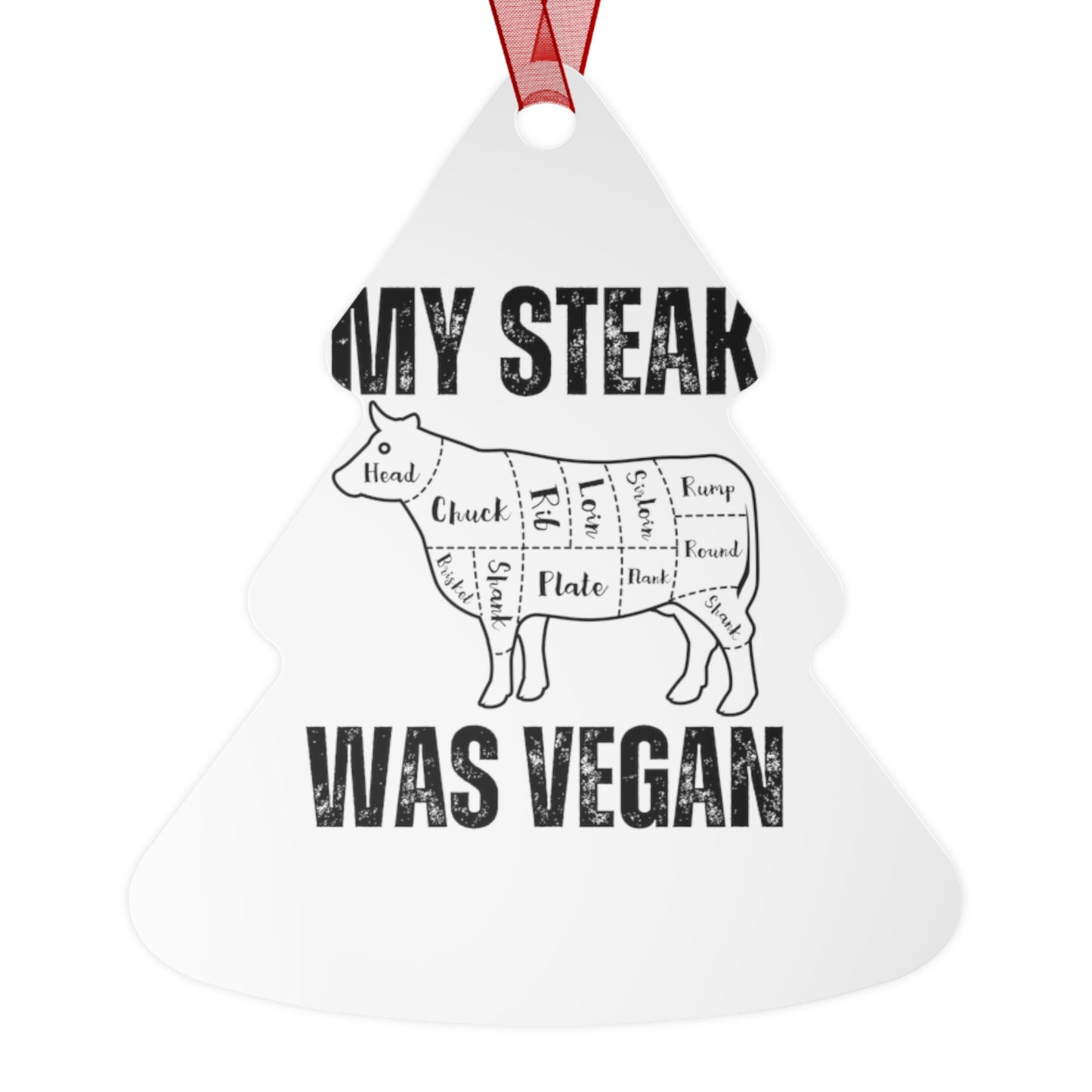 Funny Christmas Ornament for Carnivore Diet gifts for Christmas Metal Ornaments Carnivore Keychains My Steak Was Vegan Tree Ornament