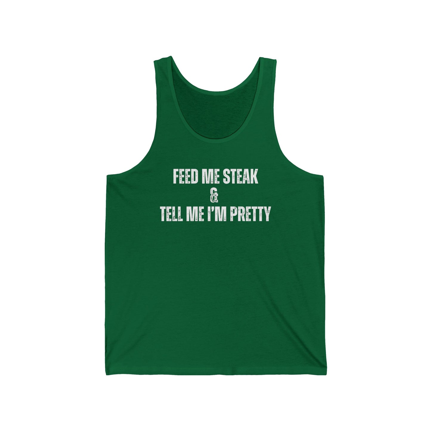 Funny Steak Unisex Tank Top, Men's BBQ Grilling Gift, Feed Me Steak Sleeveless Shirt, Steak Lover Muscle Tee, Summer Foodie Apparel