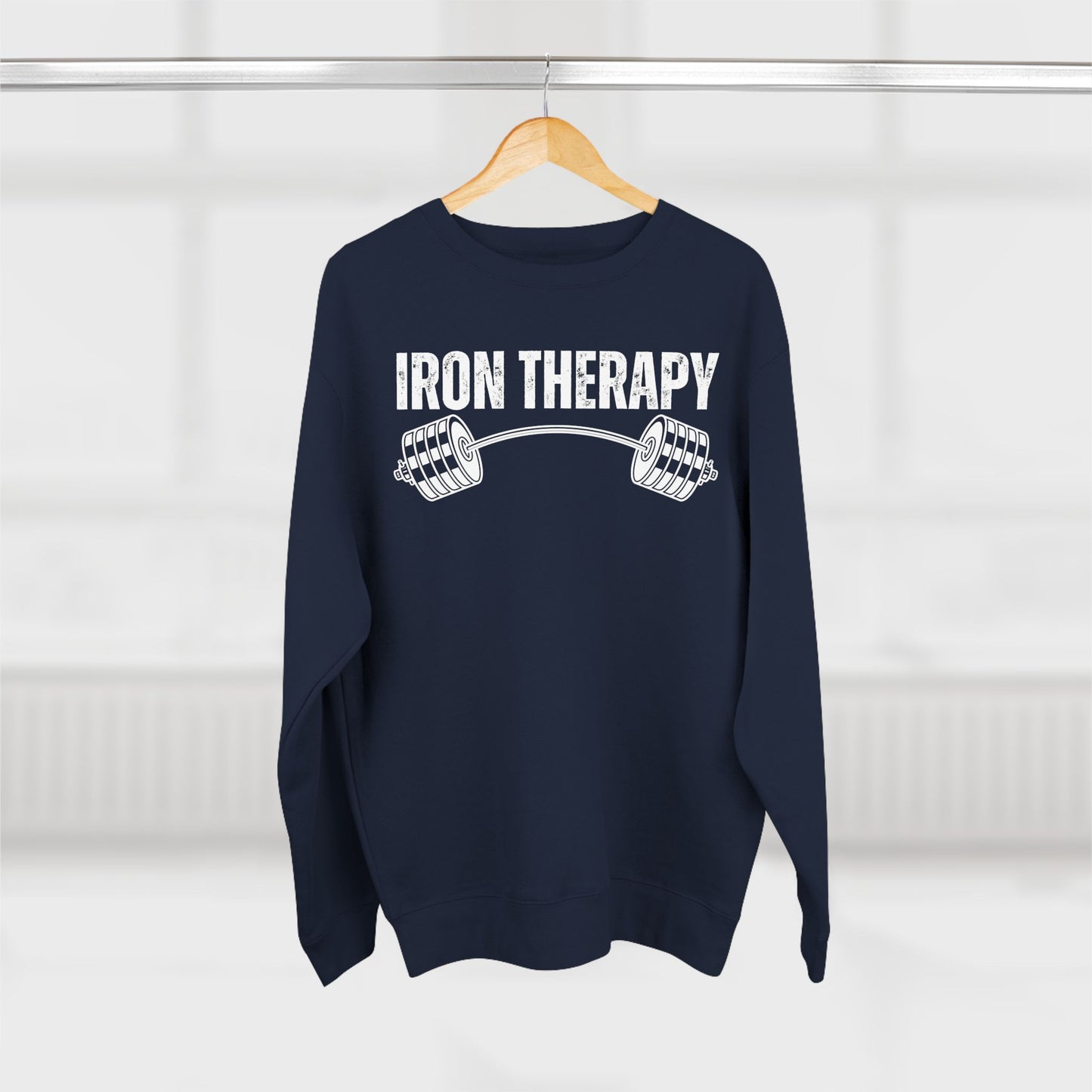 Iron Therapy Unisex Crewneck Sweatshirt, Workout Sweatshirt, Gym Clothes, Fitness Jumper, Exercise Pullover