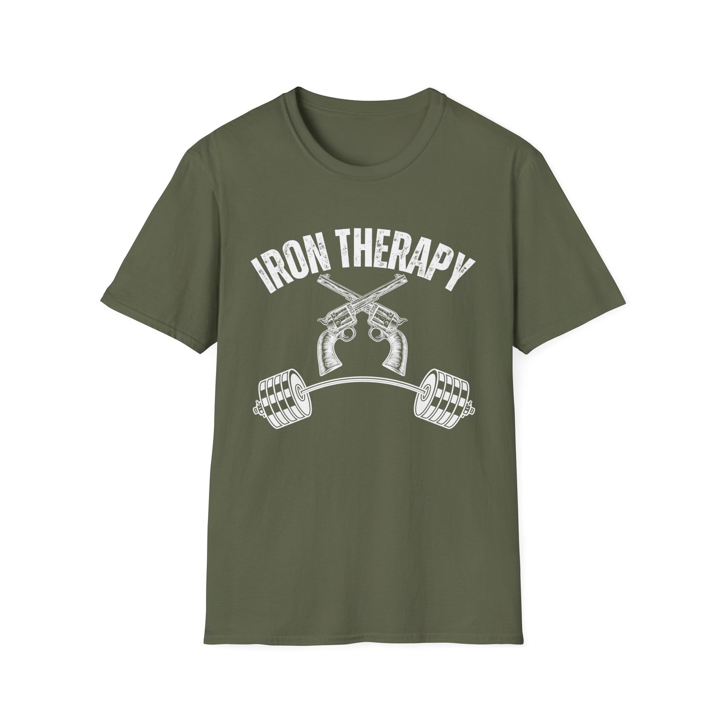 Workout Shirt for Gun Lover gift for Weightlifting T-shirt for Gym Lover gifts for Powerlifting Tee Shirts for Him Iron Therapy Shirt