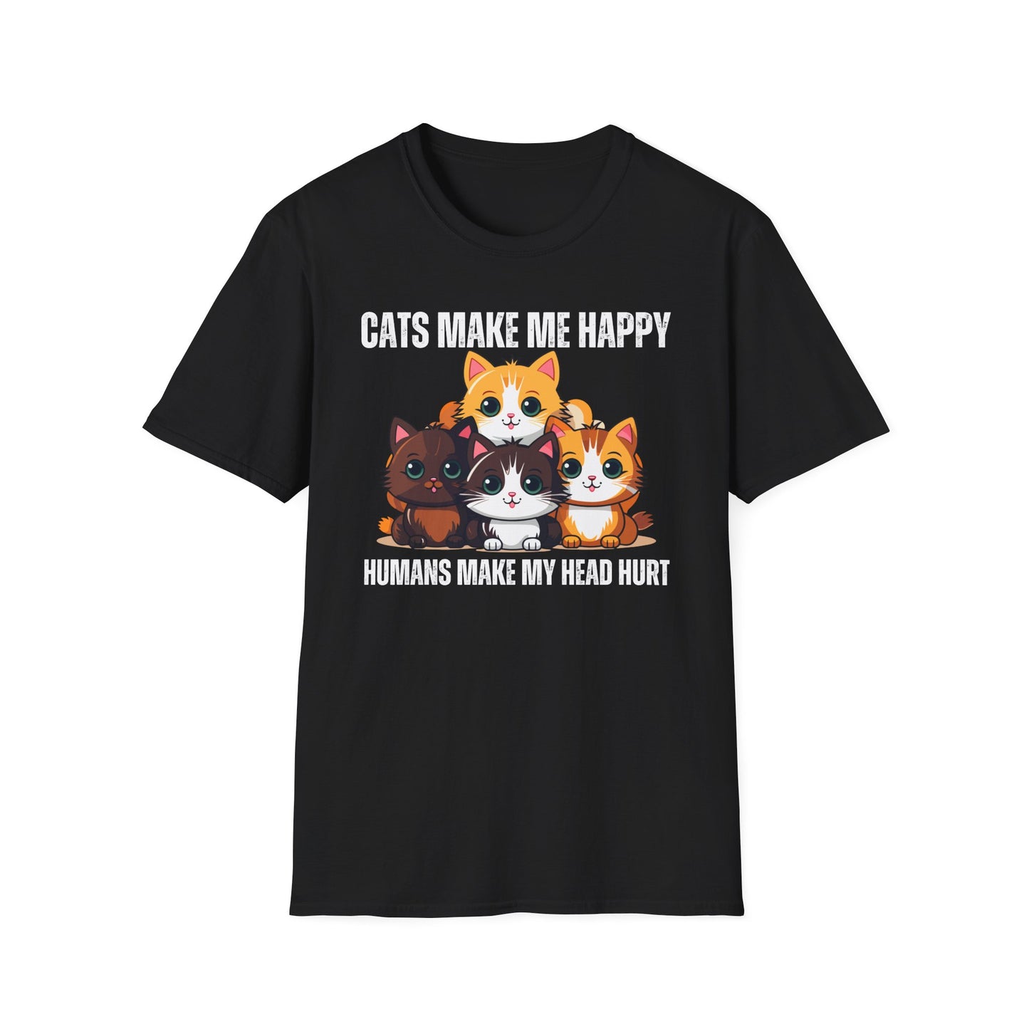 Funny Kitten Shirt for Cat Lover gift for Cat Mom T Shirts Cute Kitty T-shirt for Cat Addict gifts Cats Make Me Happy Humans Make My Head Hurt