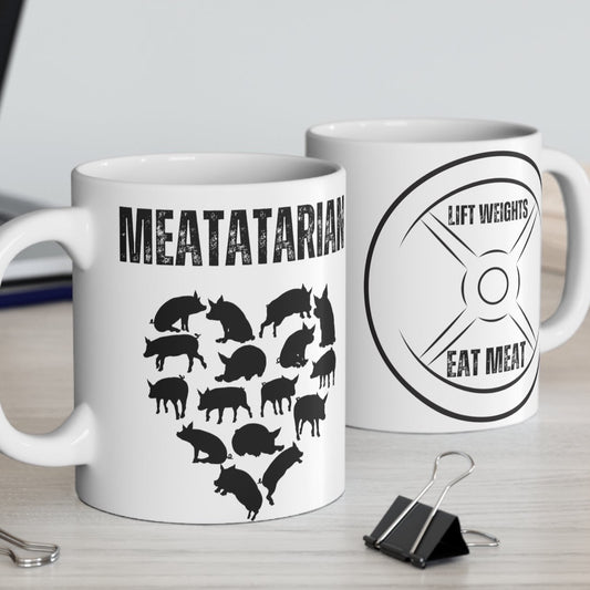 Fitness Mug Funny Lift Weights and Eat Meat Coffee Mug for Meat Lover gift Weightlifting Powerlifting gifts