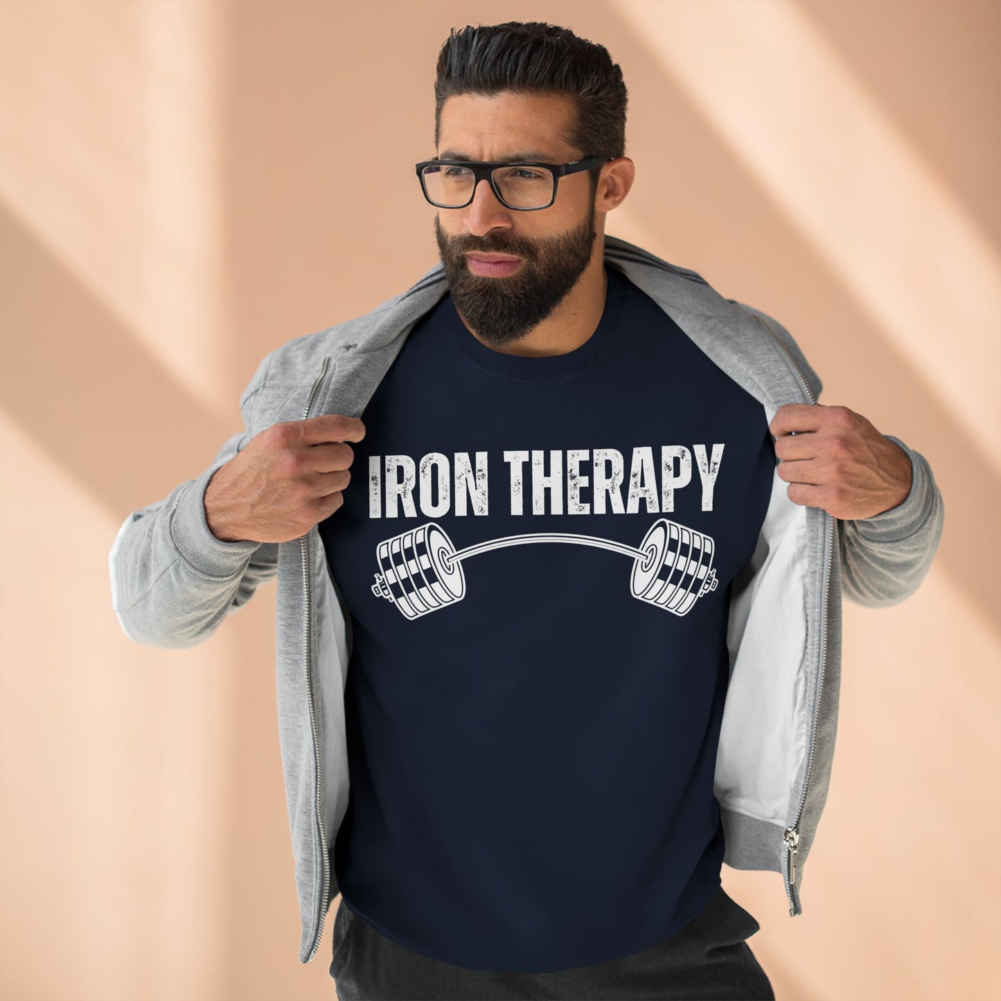 Iron Therapy Unisex Crewneck Sweatshirt, Workout Sweatshirt, Gym Clothes, Fitness Jumper, Exercise Pullover
