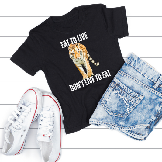 Tiger Carnivore Shirts Healthy Diet Shirt Eat to Live Don't Live to Eat Cool Panther T-shirt for Carnivore gift for Friends