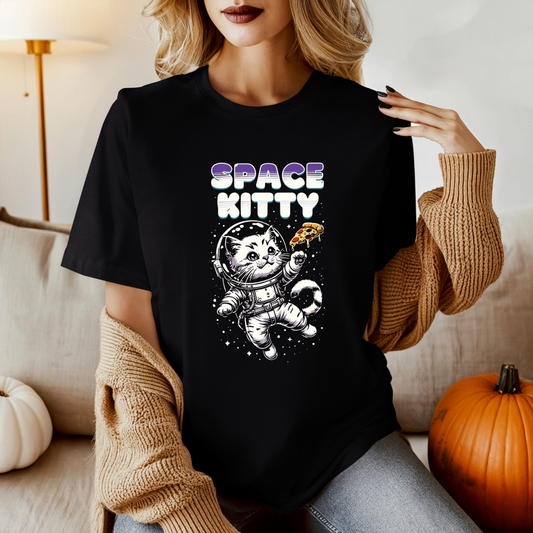 Space Kitty TShirt Funny Cat T-shirt for Funny gifts for Cat Lover T-shirts Funny Cats TShirts Funny Cat Pizza Tee Shirt Space Kitten Tees