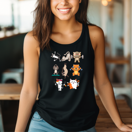 Funny Cat Tank Top for Workout Lover gift for Gym Lovers Tank Tops Cats Lifting Weights Shirt Cat Powerlifting Tank Top Cats Working Out