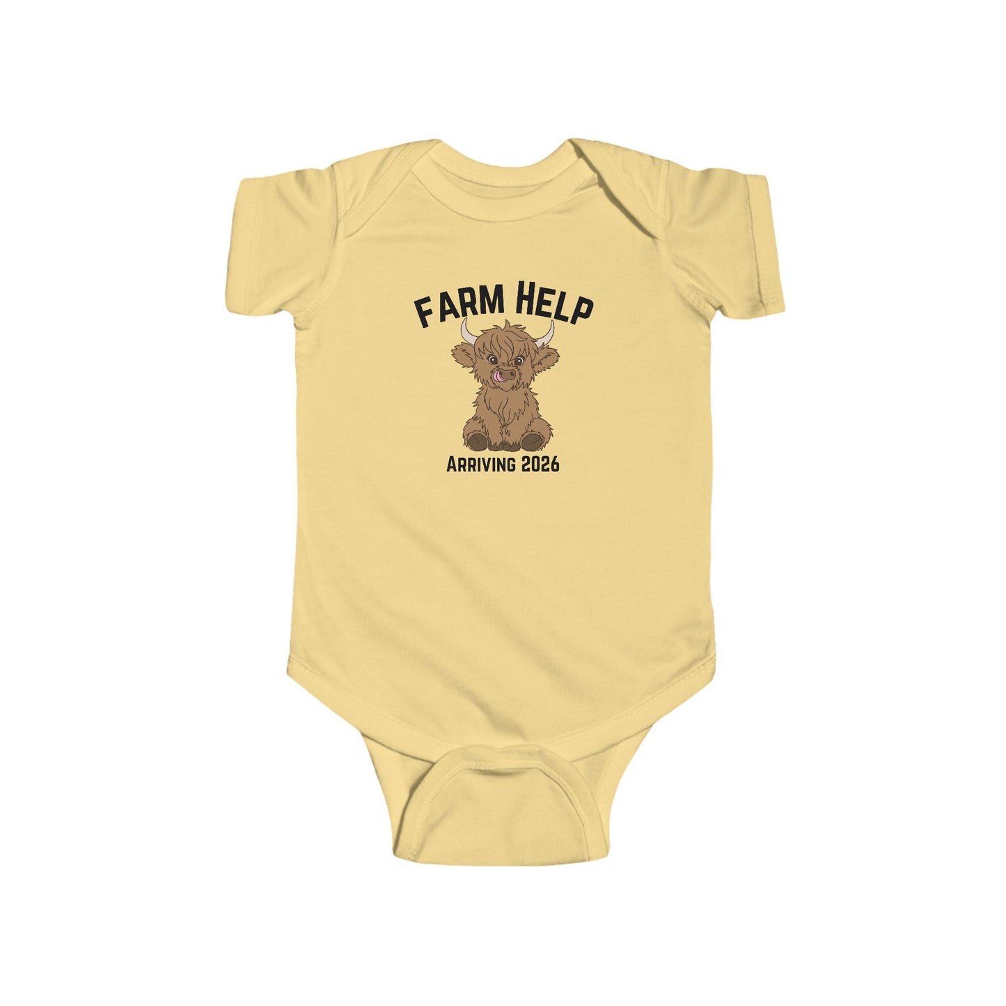 Highland Cow Infant Bodysuit, Custom Baby One Piece Suits, Personalized Homestead Farmer Gift, Cow Themed Baby Outfit, Farm Animal Baby Clothes