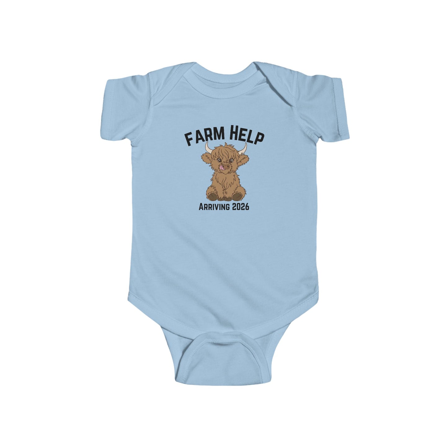 Highland Cow Infant Bodysuit, Custom Baby One Piece Suits, Personalized Homestead Farmer Gift, Cow Themed Baby Outfit, Farm Animal Baby Clothes