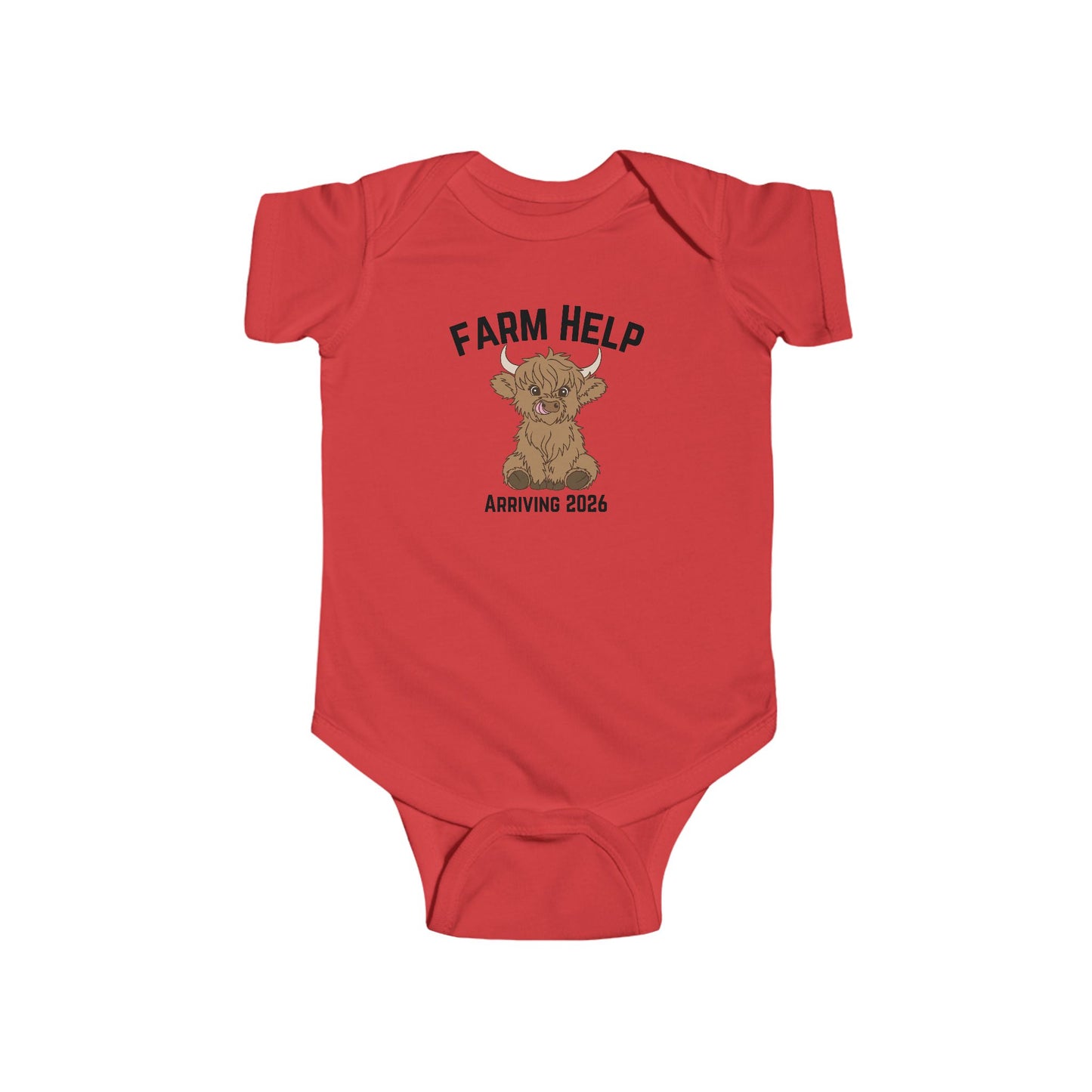 Highland Cow Infant Bodysuit, Custom Baby One Piece Suits, Personalized Homestead Farmer Gift, Cow Themed Baby Outfit, Farm Animal Baby Clothes