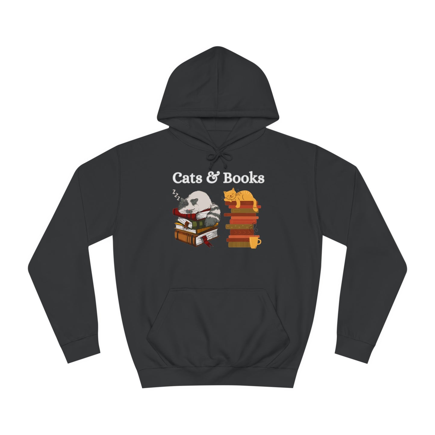CATS & Books Hoodie Funny Cat Hoodies for Book Lover gift for Cat Love gift for Her - Cats and Books Hooded SweatShirt