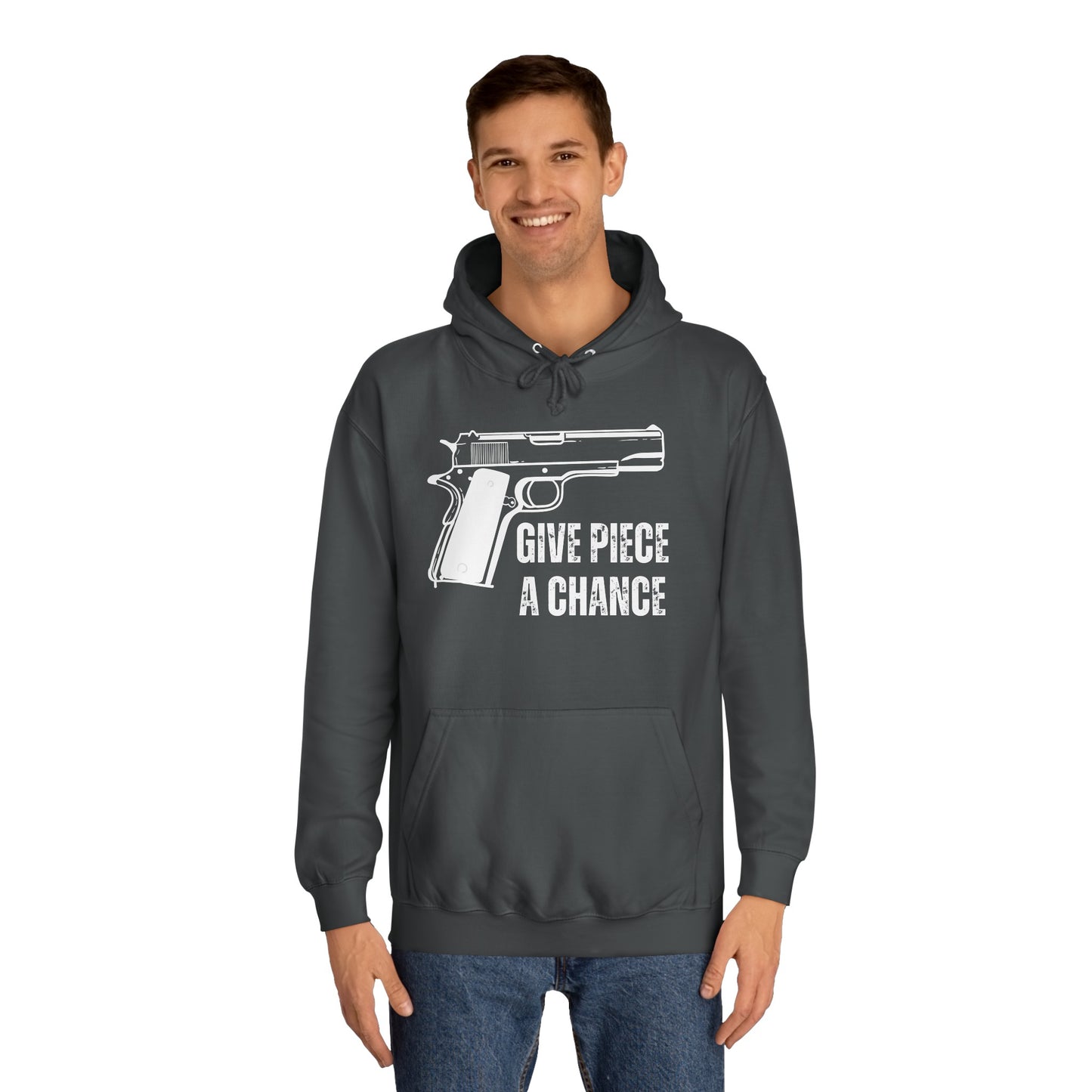 Gun Lover Hoodie Funny Hoodie for Mens gifts for Him Conservative Hoodie for Republican gift 1911 Pistol Give Piece A Chance