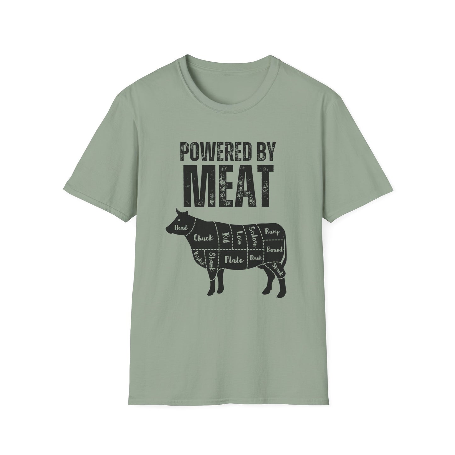 Powered By Meat T-shirt Funny Food T Shirt for Foodie gift for Her gifts for Friends Meat Lover gift for Carnivore Shirt