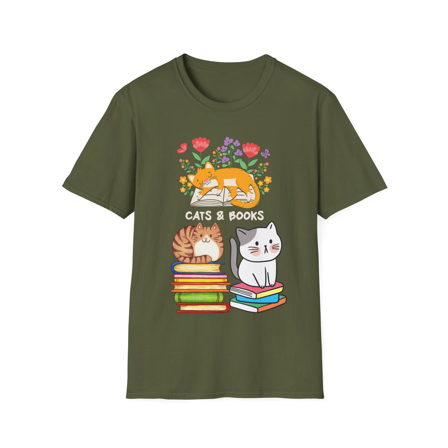 Reading Cats T shirt for Cat Lover gift Book Lover gift Reader T shirt Cute Cat Shirt for Cat Mom Gift Cats and Flowers Cats and Books Tee
