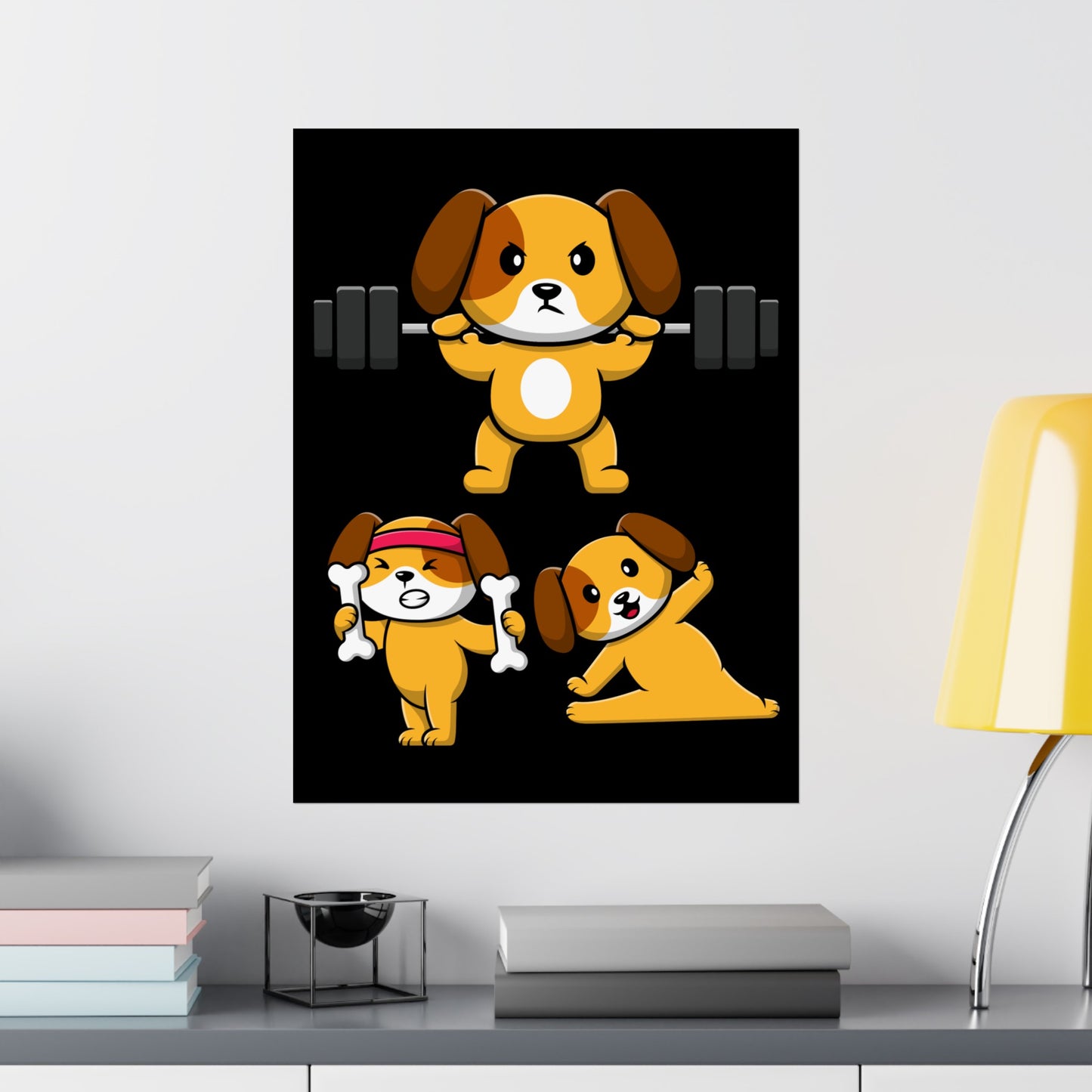 Gym Dog Poster Funny Dogs working Out Posters for Dog Lover gift for Fitness Lover Gym Rat Dog Mom Dog Dad Dogs Lifting Weights