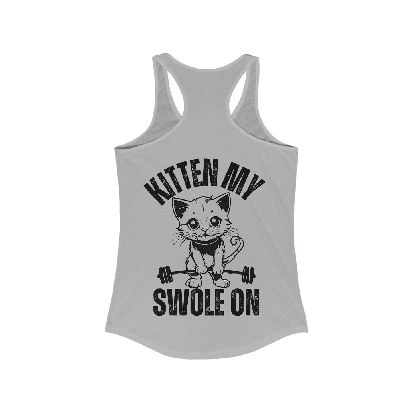 BACK DESIGN Kitten My Swole On Tank Cats and Weights Tank Top Cats Lifting Weights Powerlifting Kitty Tank Tops