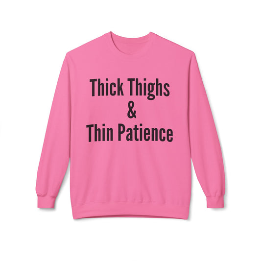 Funny Workout Sweatshirt for Gym Sweatshirts for Her gifts for Womens gift Funny Fitness Top Thick Thighs and Thin Patience Sweaters