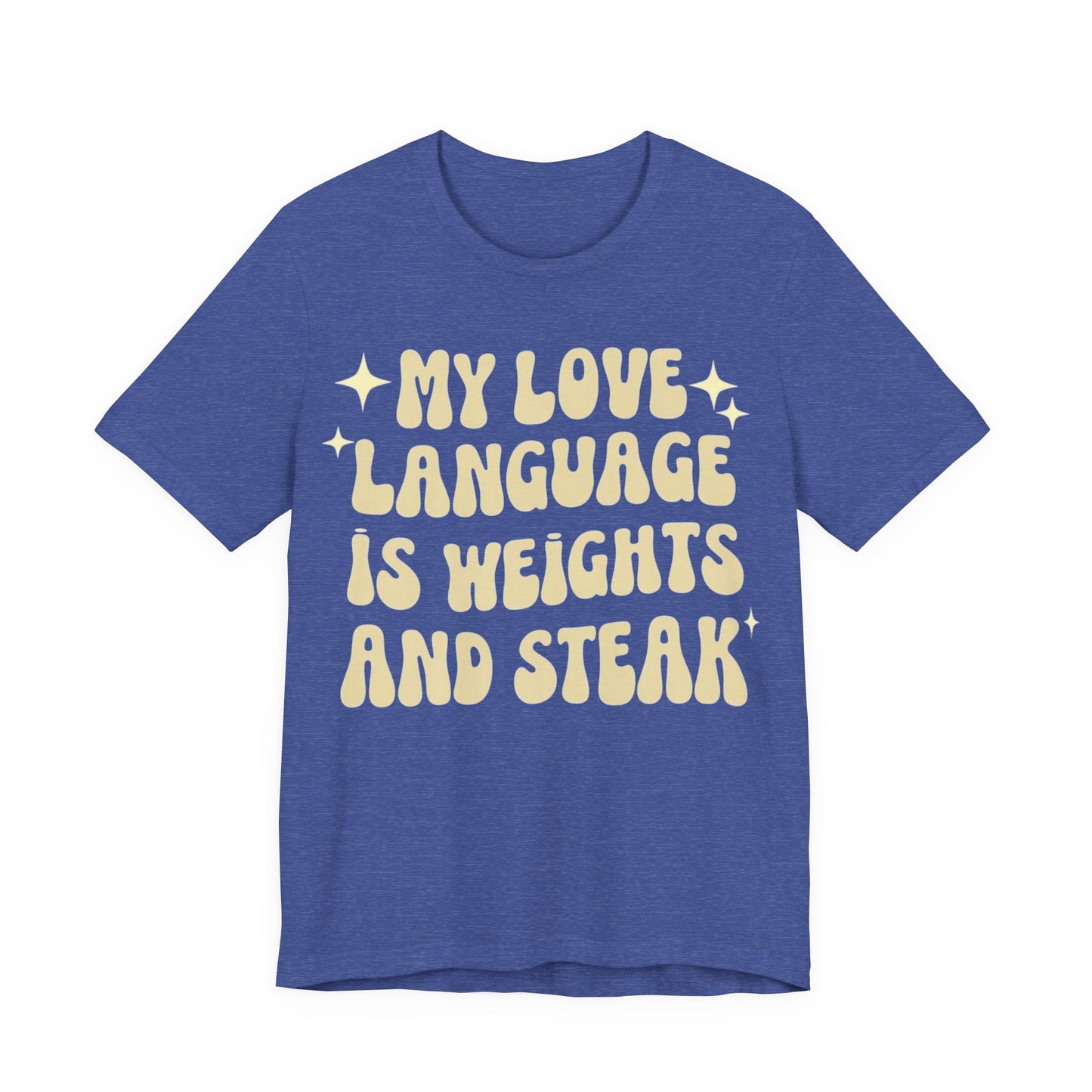 Weights and Steak Lover Unisex Tee, Gym Workout Shirt, Fitness Enthusiast Gift, Funny Weightlifting T-Shirt, Muscle Building Top