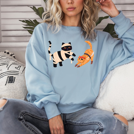 Funny Cat Sweathsirt for Halloween gifts for Cat Lady gift for Cat Lover Sweatshirts for Cat Mom gifts for Her Spooky Sweatshirt Mummy Cats