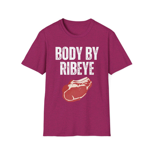 BODY BY RIBEYE T-shirts Funny Steak Shirt for Carnivore Diet T Shirt for Meat Lover gifts for BBQ Lover T Shirts for Barbecue gifts