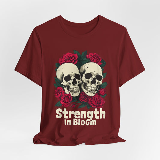 Strength in Bloom Gym Shirt, Floral Workout Tee, Fitness Top, Activewear T-Shirt, Exercise Apparel, Gym Lover Gift