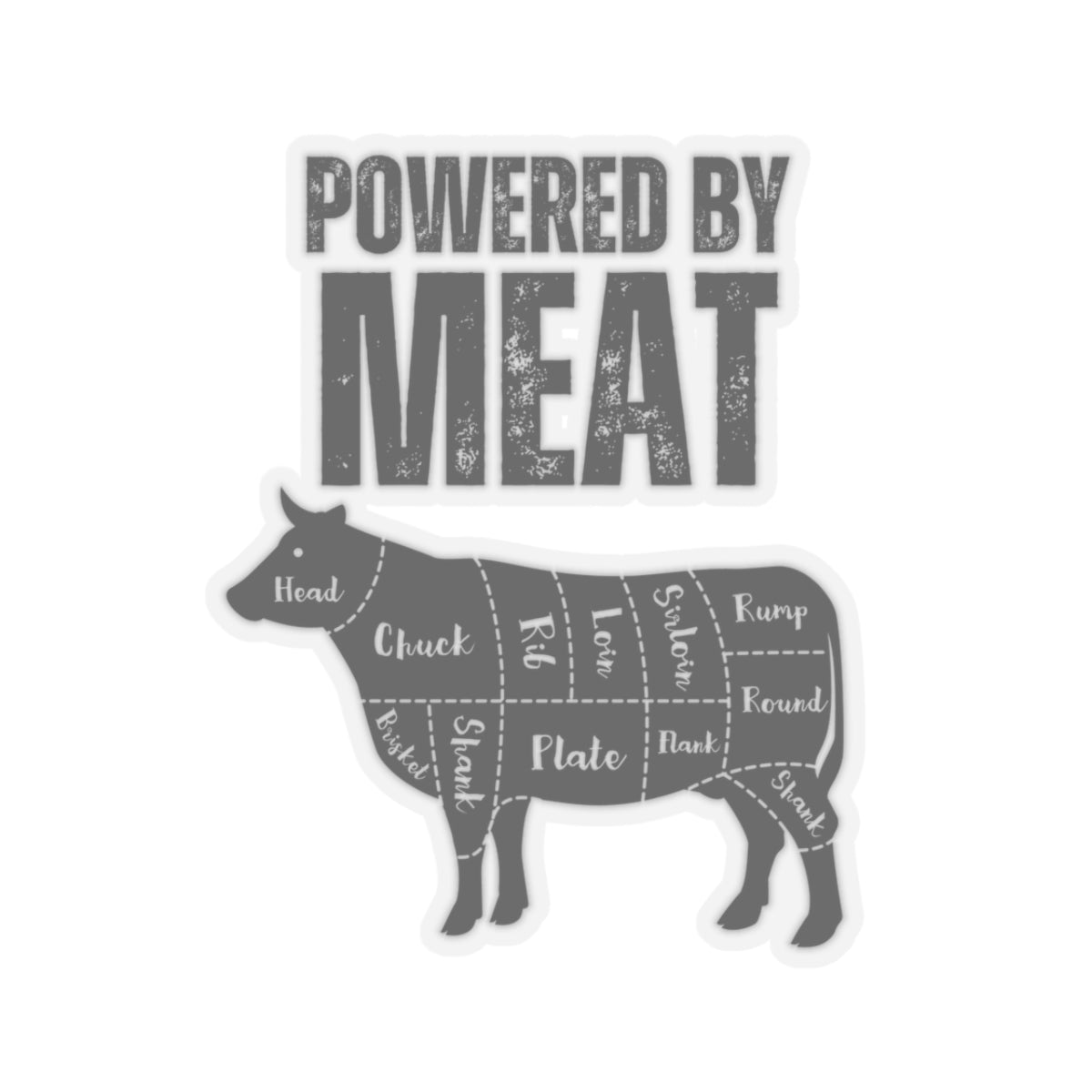 Powered By Meat Funny Cow Sticker for Carnivore gift for Meat Lovers gifts for bbq lover grilling sticker food stickers foodie gifts